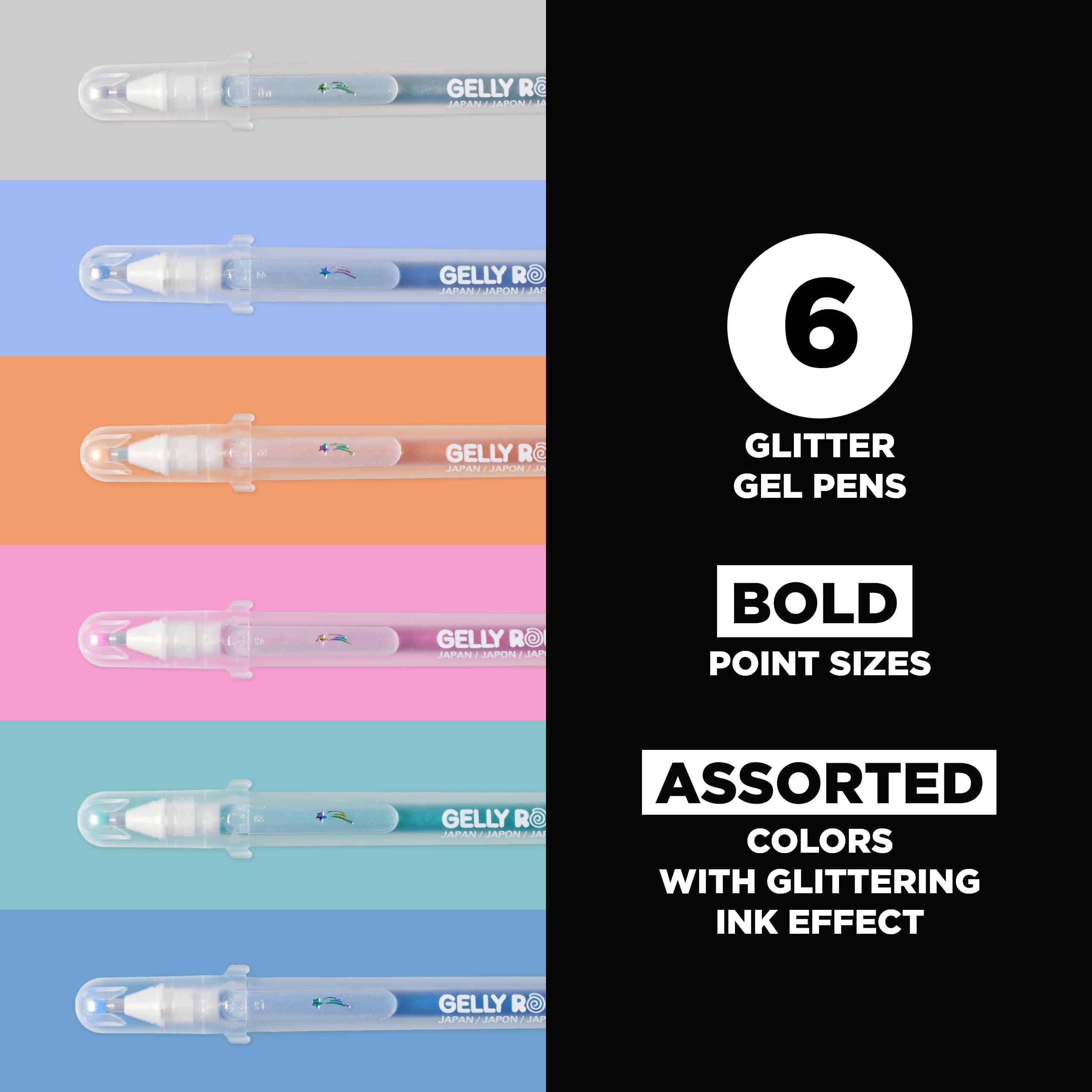 Sakura Gelly Roll Stardust Gel Pen Set, 6-Colors, Meteor - Image 2