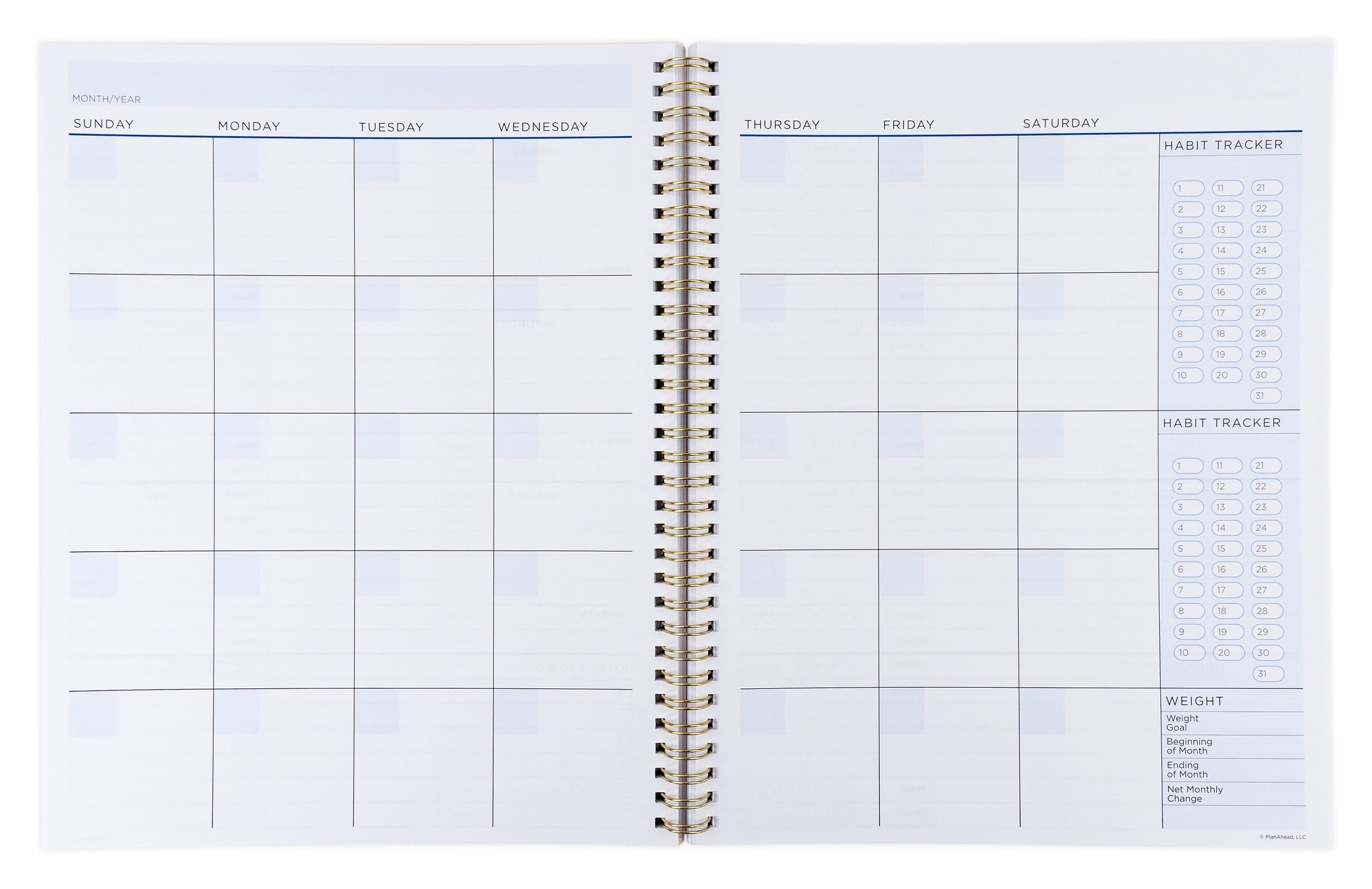 Monthly Weekly Planner Fitness Large (9 x 11) 12 Month Undated - Image 4