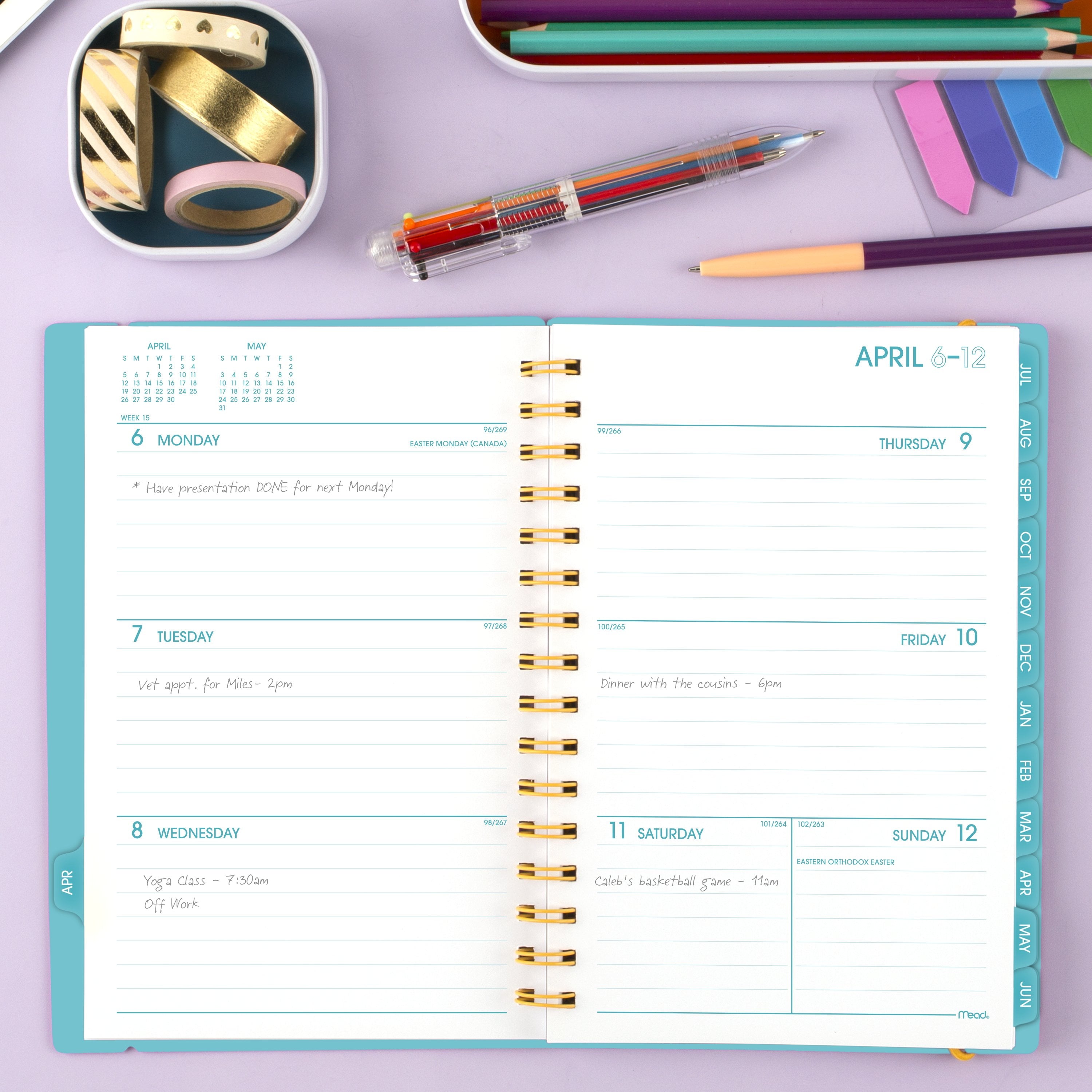 Color Pop 2026-2027 Planner Tranquil Turquoise, Small 5.5" x 8.5" - Image 3