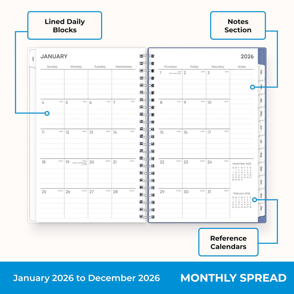 2026 Weekly and Monthly Planner Calendar, January 2026 - December 2026, 5" x 8", Flexible Frosted Cover, Laminated Ta... - Image 4