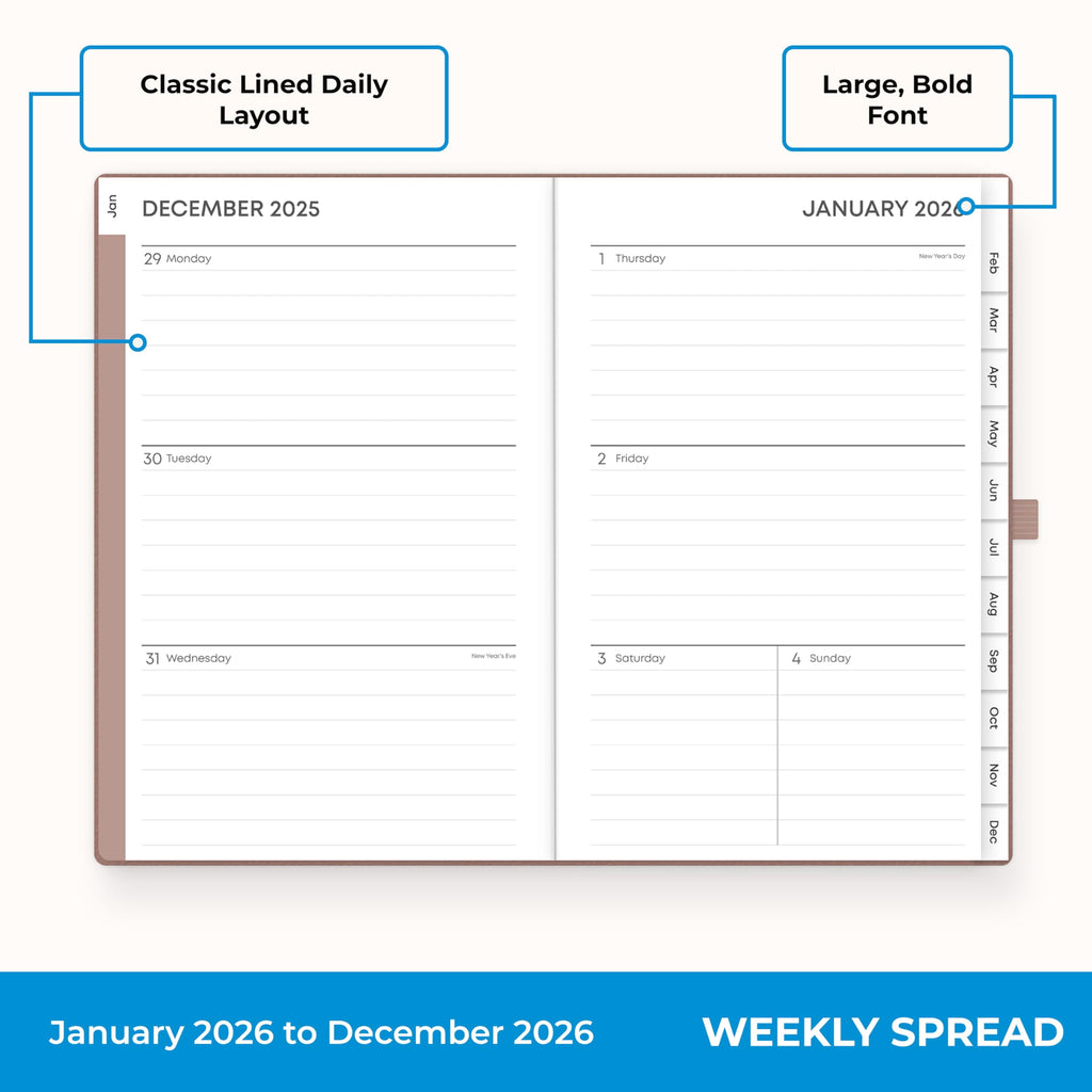 2026 Weekly and Monthly Planner Calendar, January 2026 - December 2026, 5" x 8", Faux Leather Hard Cover, Bookbound, ... - Image 3