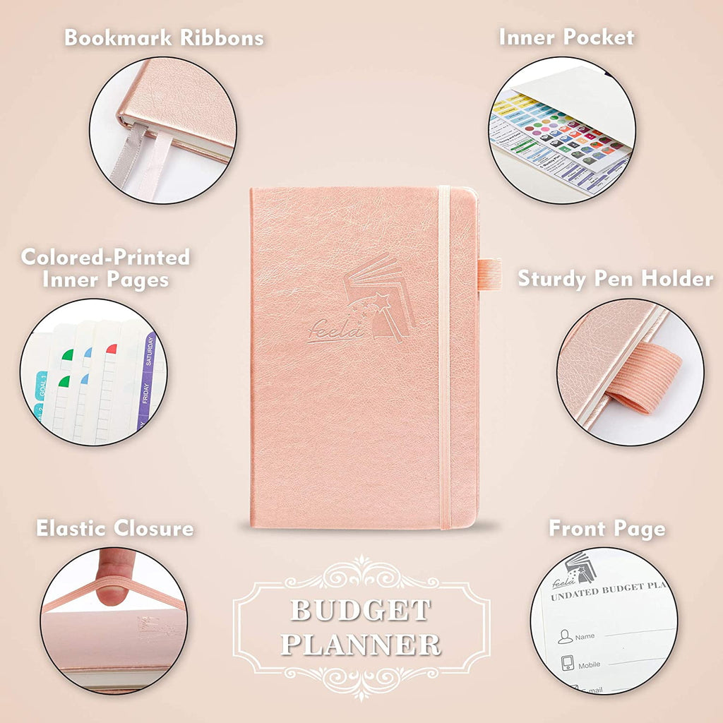 Budget Planner, 2025 Monthly Undated Bill Organizer Hardcover Financial Journal, Feela Money Expense Tracker with Budget Envelopes, Stickers - Image 3