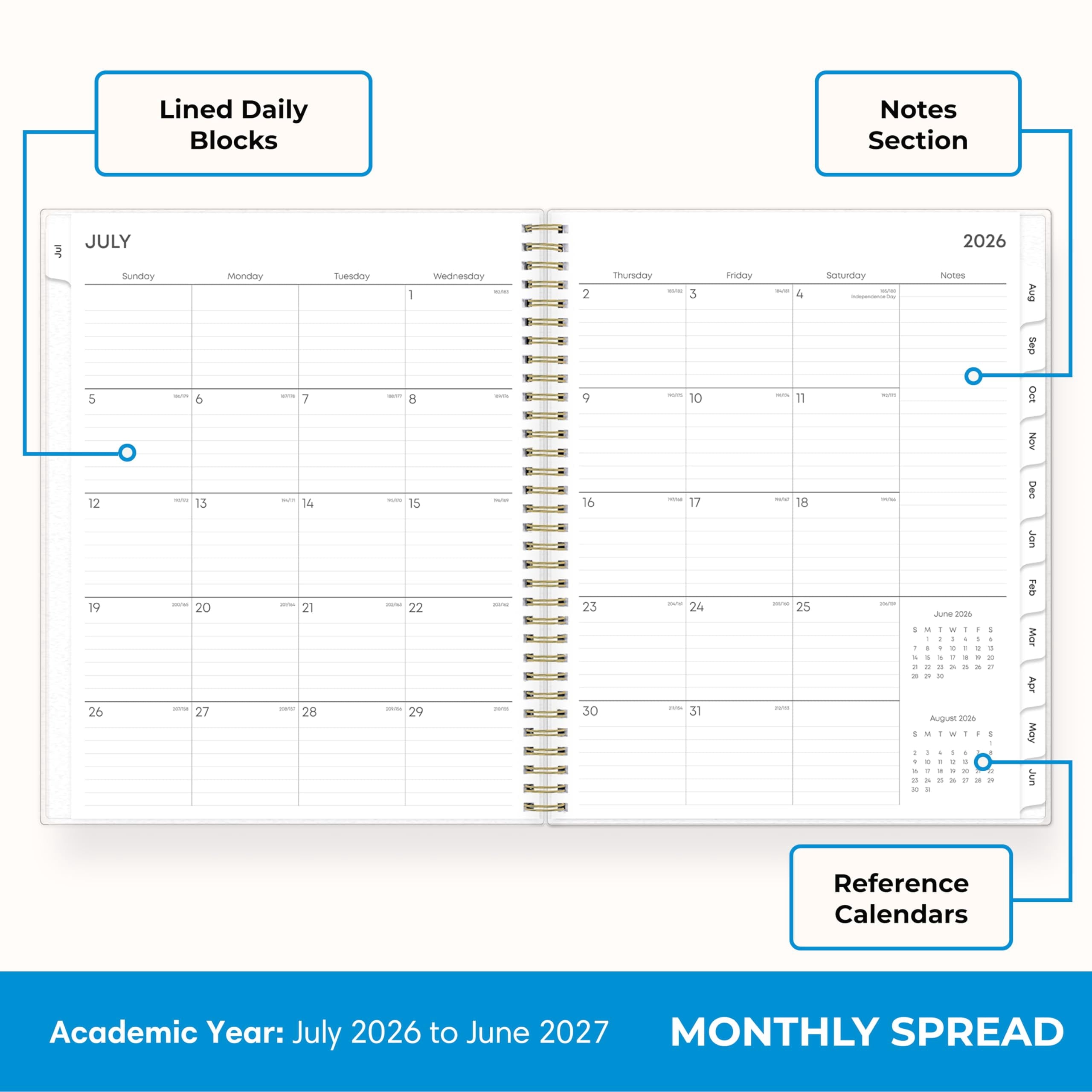 Blue Sky 2026-2027 Weekly and Monthly Academic Year Planner Calendar, July 2026 - June 2027, 8.5" x 11", Flexible Cover, Wirebound, Laminate - Image 4