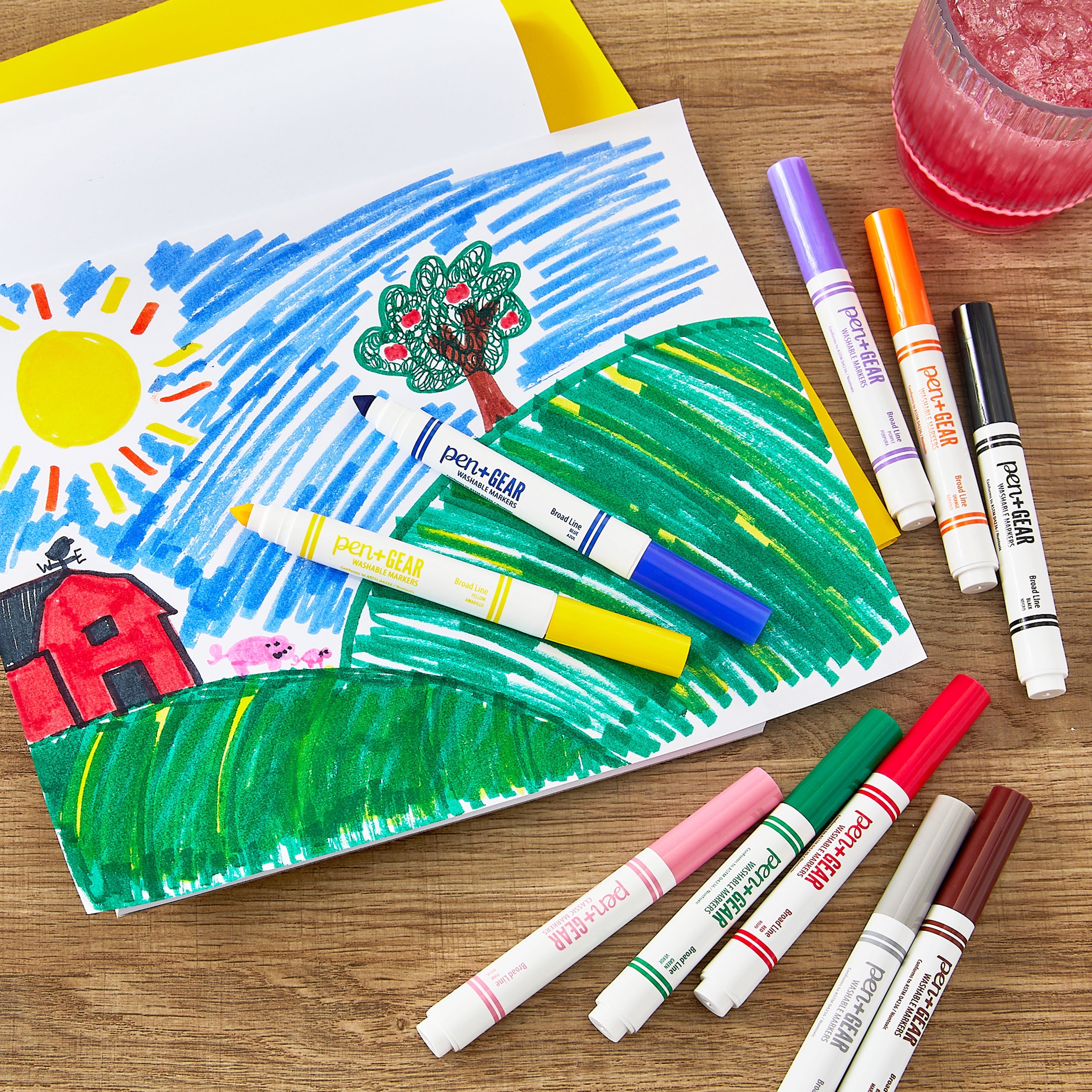 (2 pack) Pen+Gear Washable Markers, Broad Tip, Assorted Colors, 10 Count - Image 3