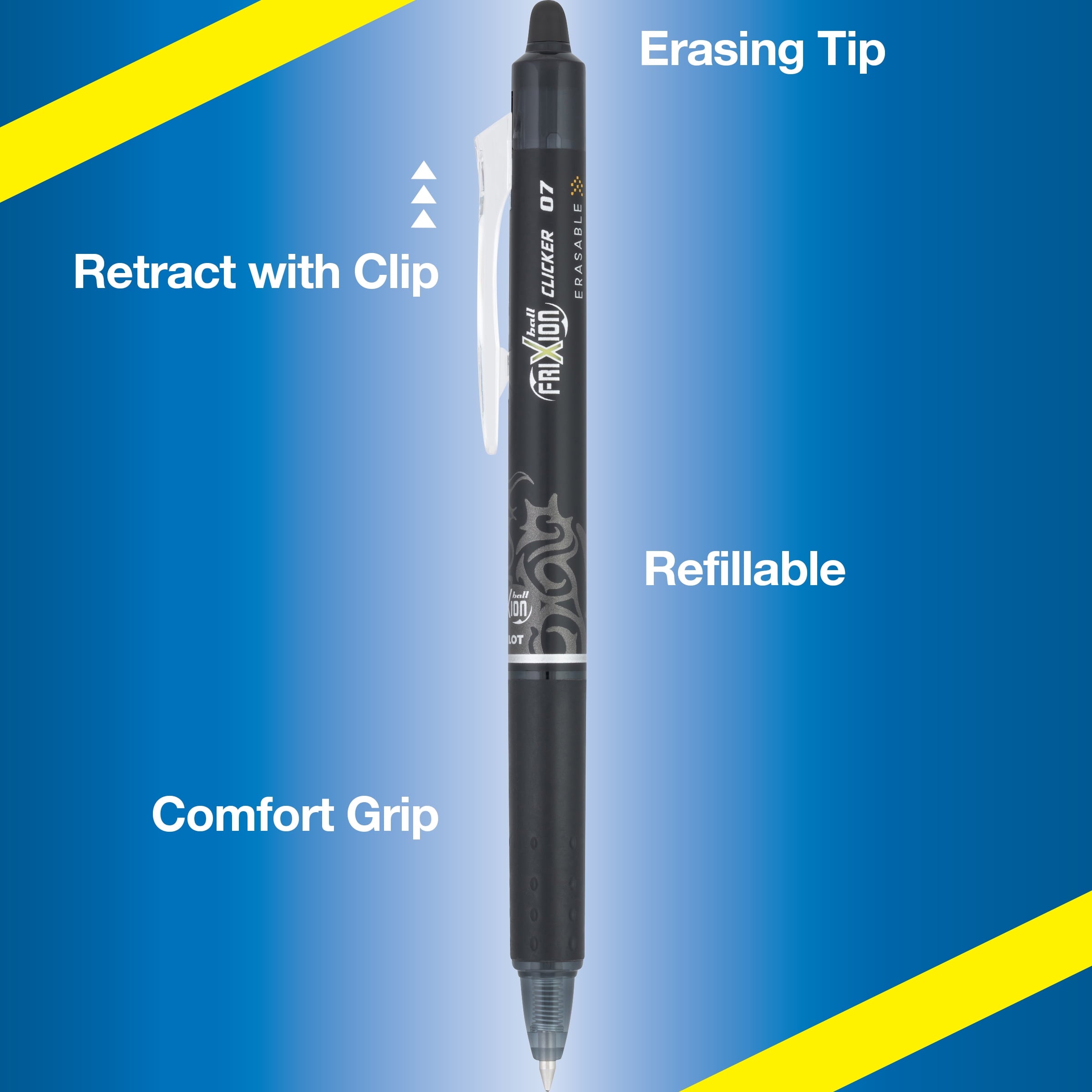 Pilot FriXion Clicker Retractable Gel Ink Pens, Fine Point, 0.7 mm, Assorted, 8 Count Pouch - Image 3