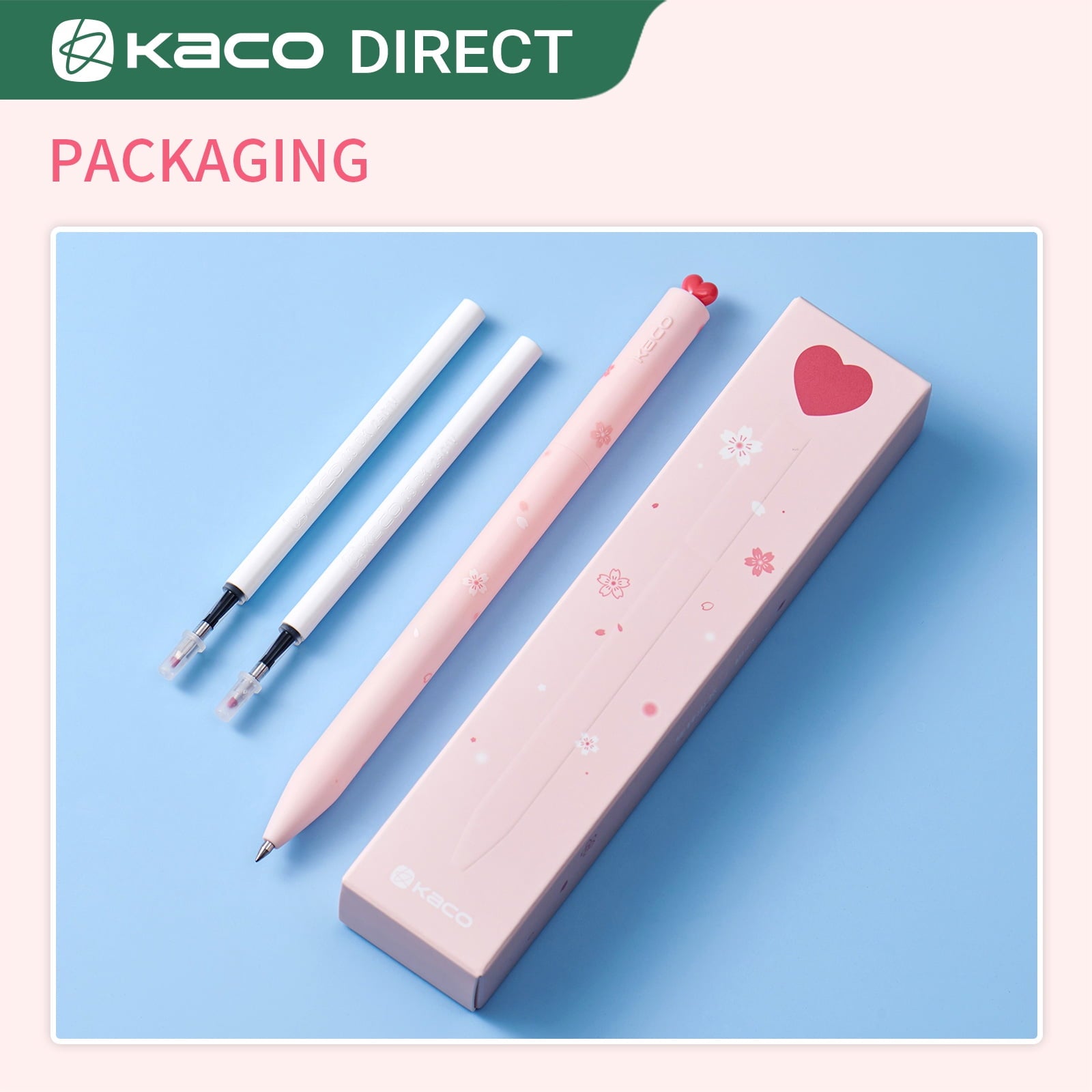 FIRST Gel Pens Cute Stationery, Pack of 2 Pieces Heart Pen Set with Extra 4 Black Refills (2 Pink) - Image 3