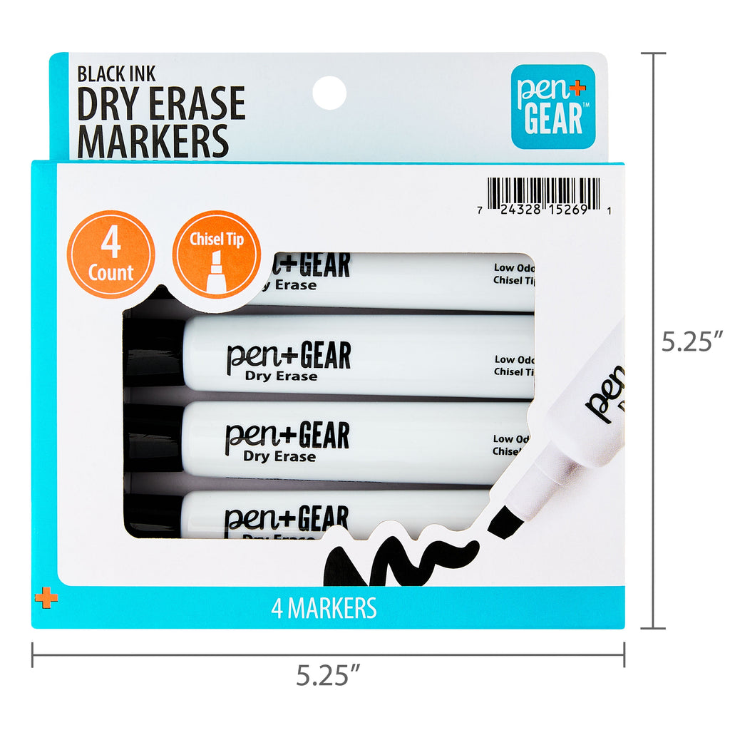 Dry Erase Markers, Chisel Tip, Black, 4-Pack - Image 6