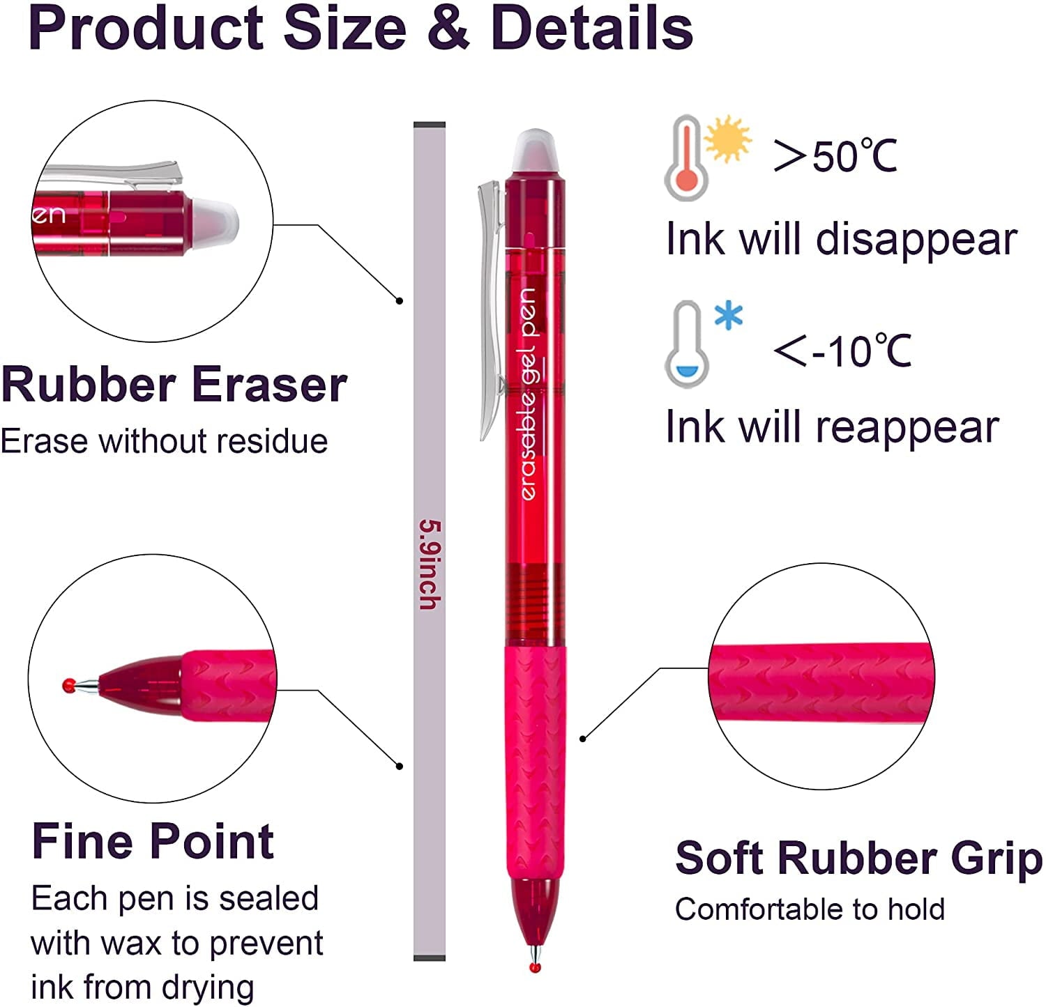 Erasable Gel Pens, 15 Colors Retractable Erasable Pens Clicker, Fine Point, Make Mistakes Disappear, Assorted Color I... - Image 3