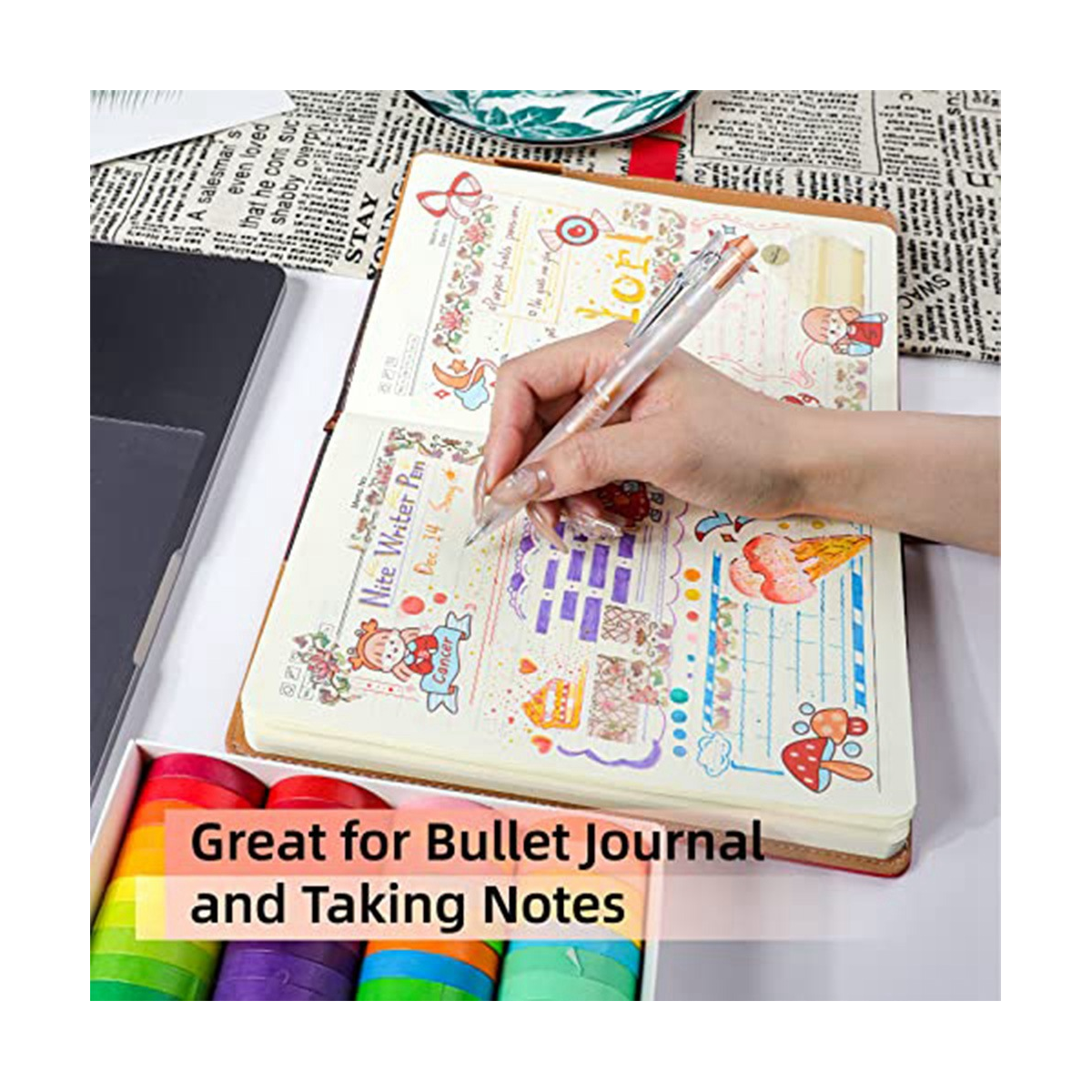 Glitter Gel Ink Pen 16 Assorted Color Retractable Gel Pen Set 0.7mm Fine Tip Colored Journaling Pen Coloring Drawing - Image 4