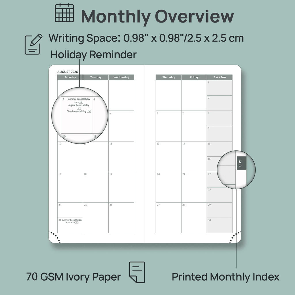Pocket Planner 2026-2027, 3.5" x 6.5", (Aug 26-Dec 27) Academic Pocket Calendar for Purse with Storage Pocket, Vegan ... - Image 3