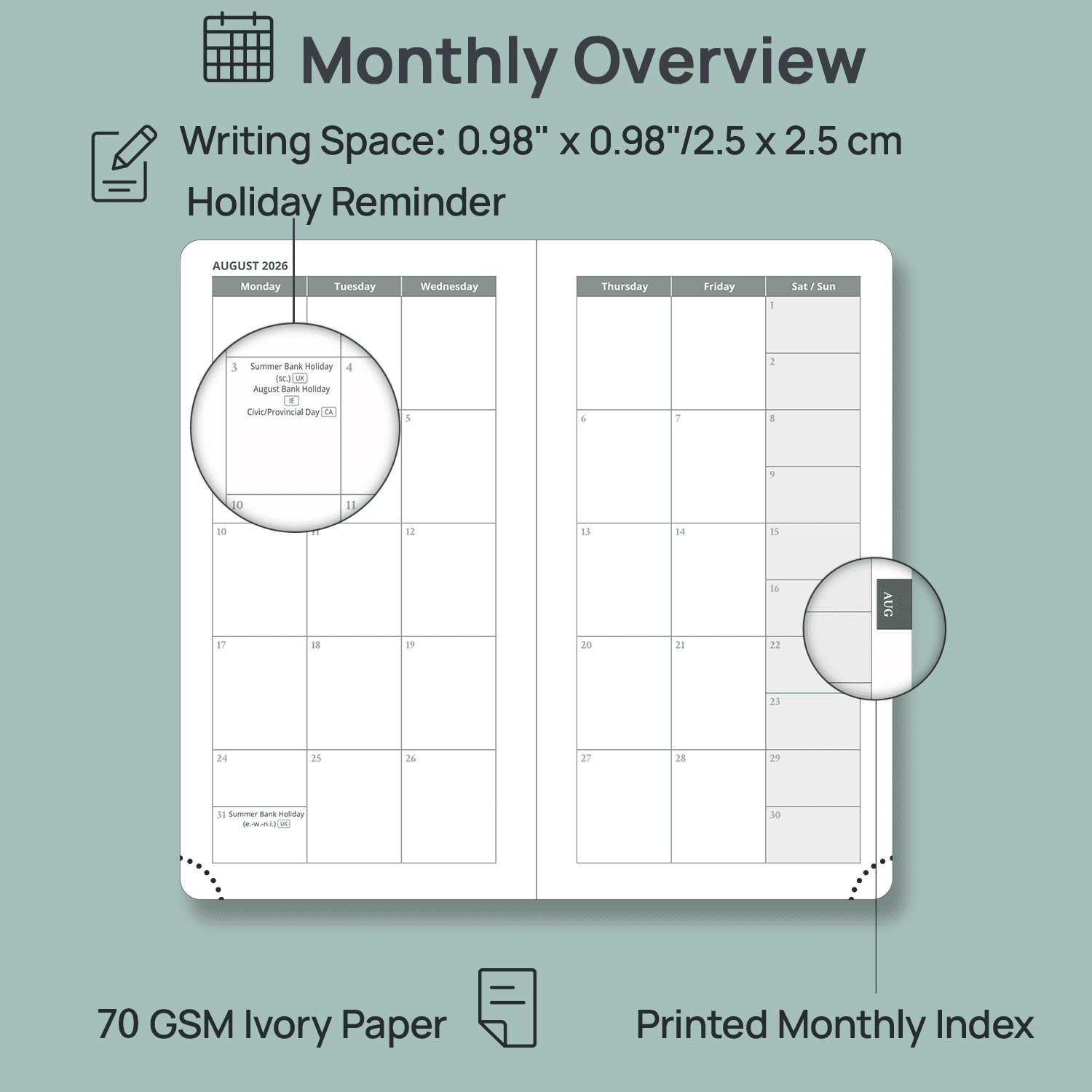 Pocket Planner 2026-2027, 3.5" x 6.5", (Aug 26-Dec 27) Academic Pocket Calendar for Purse with Storage Pocket, Vegan ... - Image 3