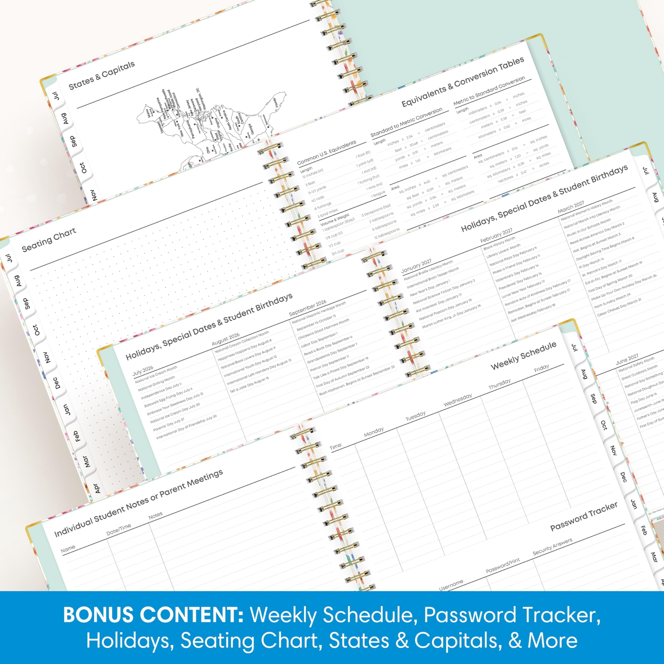 2026-2027 Weekly and Monthly Academic Year Teacher Lesson Planner Calendar With Clipboard, July 2026 - June 2027, 8.5... - Image 5