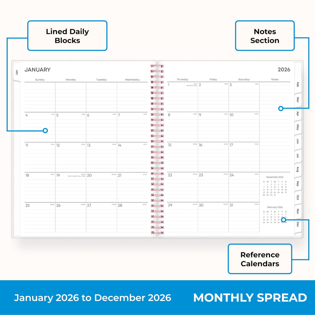 2026 Weekly and Monthly Planner Calendar, January 2026 - December 2026, 8.5" x 11", Flexible Cover, Laminated Tabs, D... - Image 4