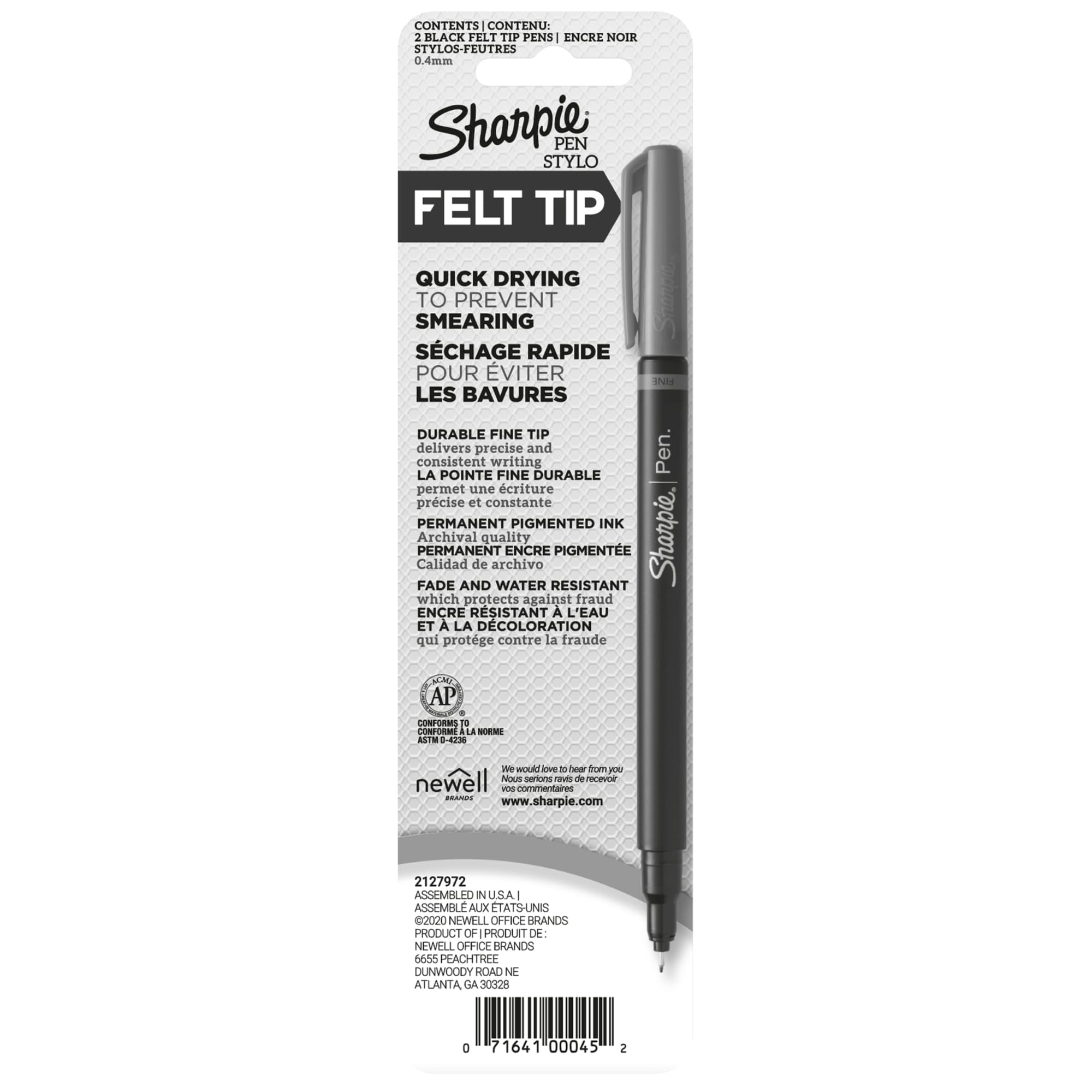 Pens, Felt Tip Pens, Fine Point (0.4mm), Black, 2 Count - Image 5
