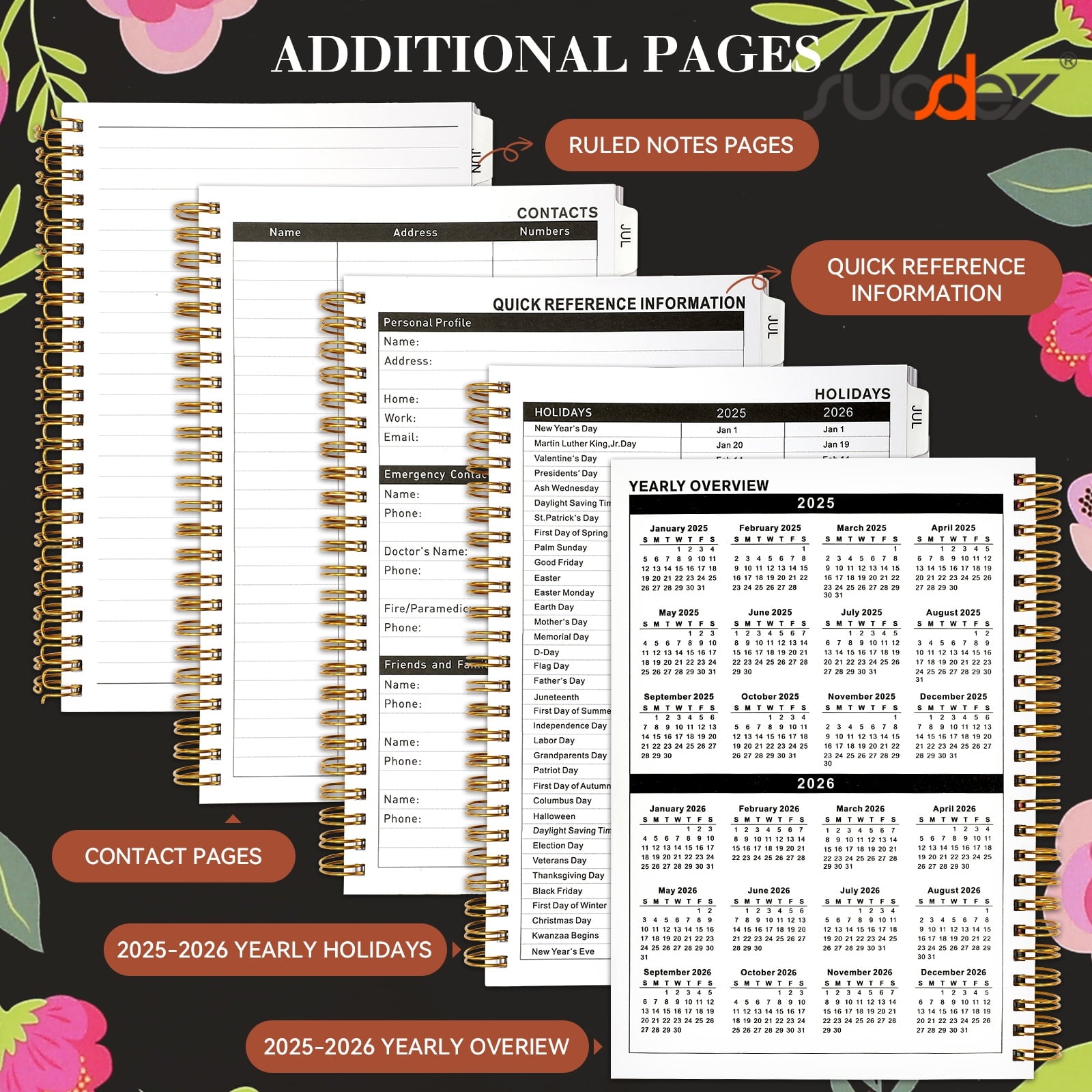 2026-2027 Planner Calendar Notebook (JUL.2026-JUN.2027,6.3"x8.5")Daily Weekly Monthly Agenda Planner for Women Men - Image 3