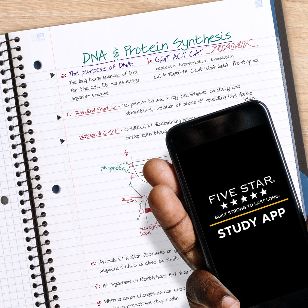 1 Subject College Ruled Notebook Plus Study App, 8.5" x 11", Black, Poly, Spiral, 100 Sheets - Image 2