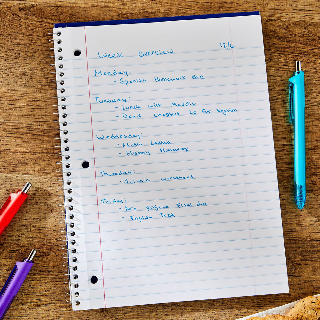 (4 pack) Wide Ruled 1-Subject Notebook, 8" x 10.5", Blue, 70 Sheets - Image 4