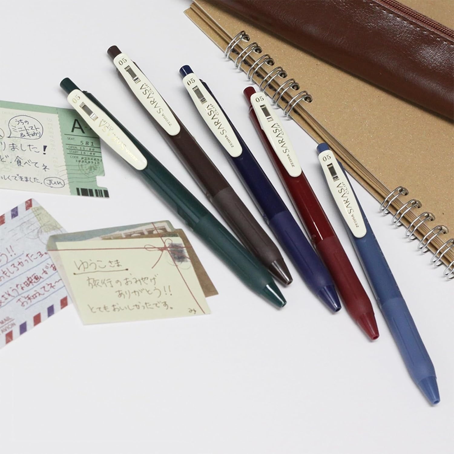 Sarasa Clip Vintage Gel Retractable 0.5mm Pens Assorted Dark Colors 5-Pack - Image 5
