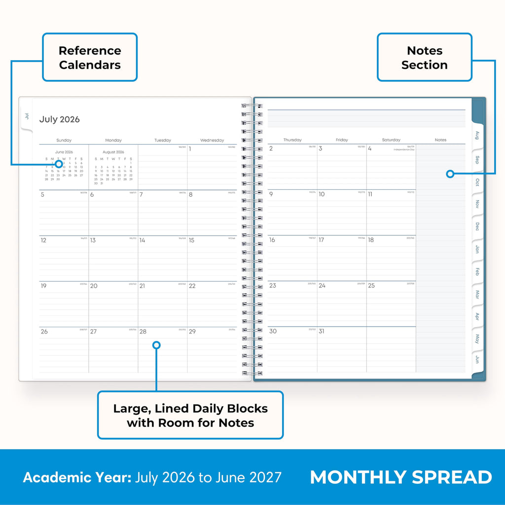 2026-2027 Weekly and Monthly Academic Year Teacher Lesson Planner Calendar, July 2026 - June 2027, 8.5" x 11", Clear ... - Image 4