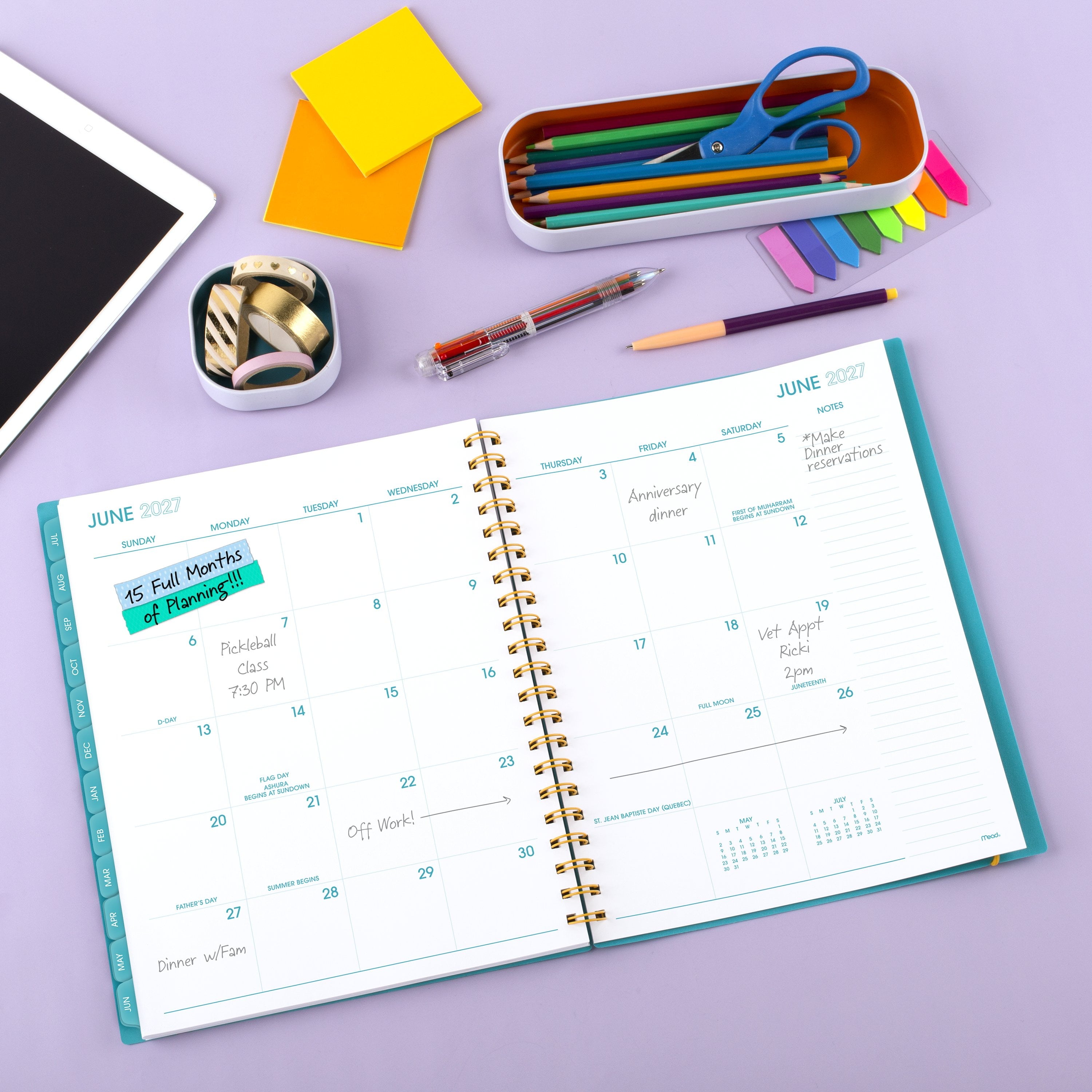 Mead Tranquil Turquoise Planner, 2026-2027, 8.5" x 11" - Image 6
