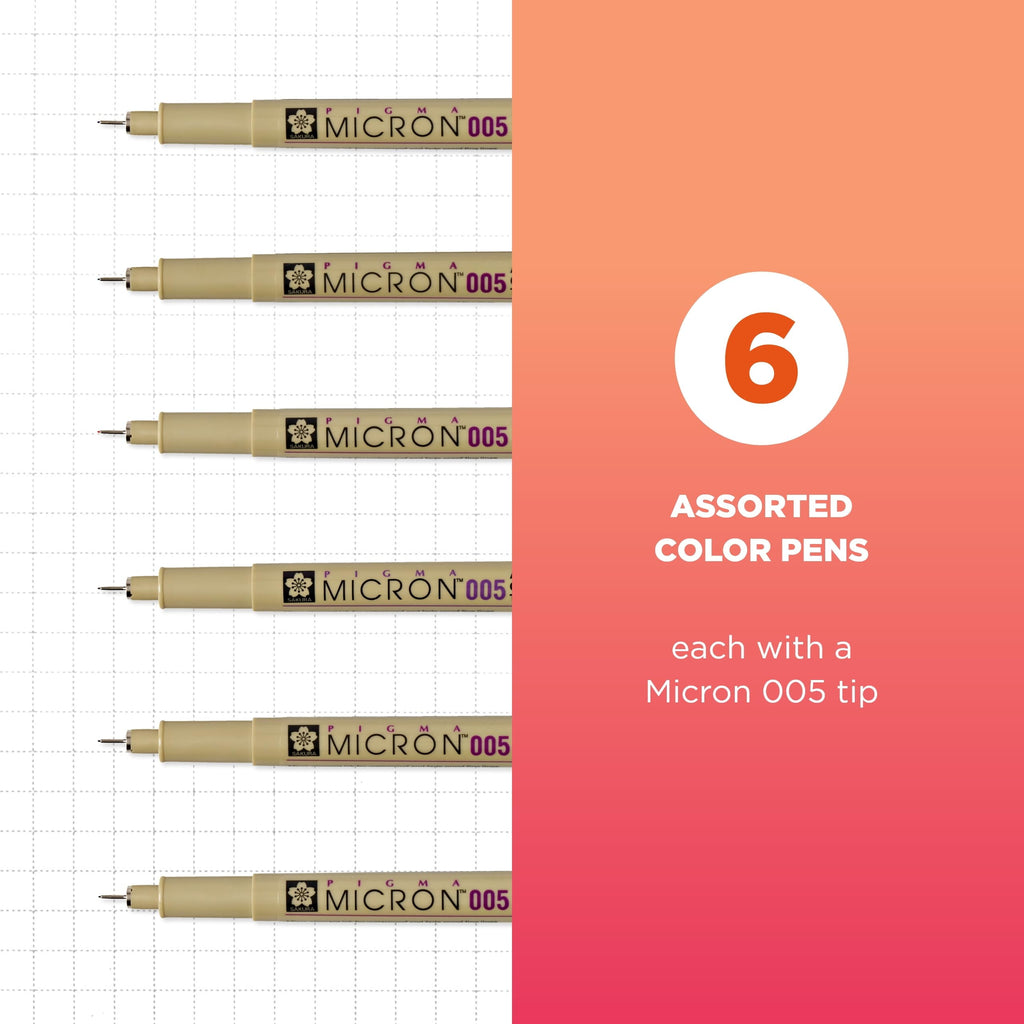 Sakura Pigma Micron Fineliner Pens - Archival Black and Colored Ink Pens - For Writing, Drawing, or Journaling - Black and Colored Ink - 005 - Image 2