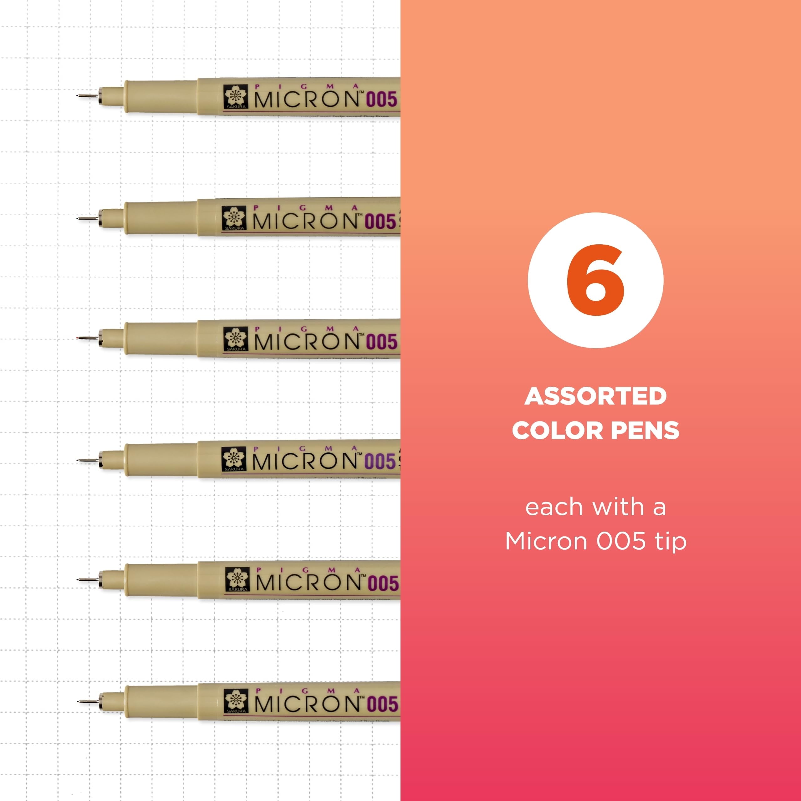 Sakura Pigma Micron Fineliner Pens - Archival Black and Colored Ink Pens - For Writing, Drawing, or Journaling - Black and Colored Ink - 005 - Image 2