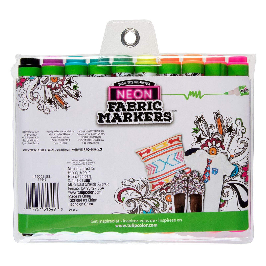 Brush Tip Fabric Markers 10 Pack Neon - Image 6