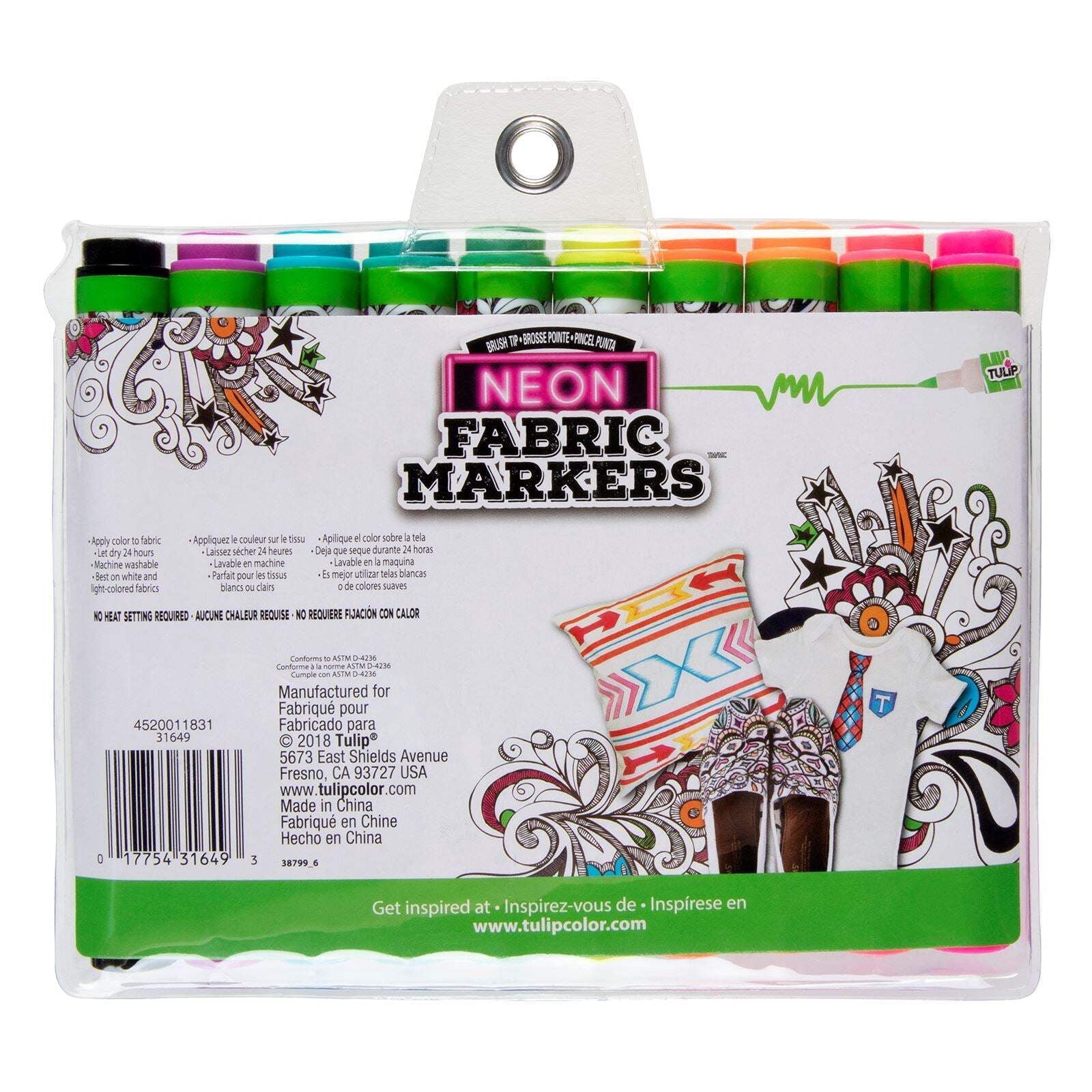 Brush Tip Fabric Markers 10 Pack Neon - Image 6