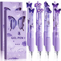 8 Pcs Purple Butterfly Pens Cute Retractable Gel Pens 0.5mm Black Ink Writing Pen for Women Men Pen Set Office Home S...