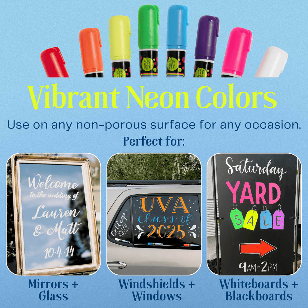 Car Window, Glass Marker Pens. Bold Liquid Chalk for Auto Windshields, Mirrors, White + LED Boards. Washable, Erasabl... - Image 3