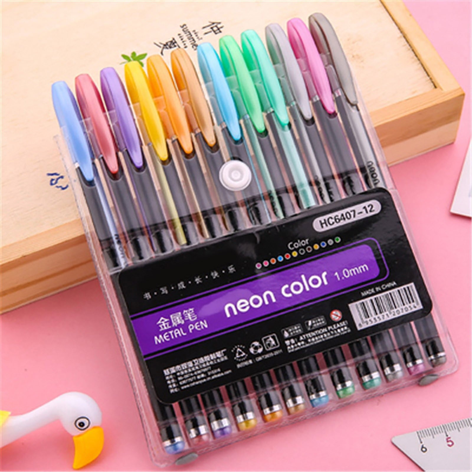 Pens Set of 12, Colored Pens for Adult Coloring Books, Flash Color Markers for Doodling & Scrapbooking, 2ml - Image 2