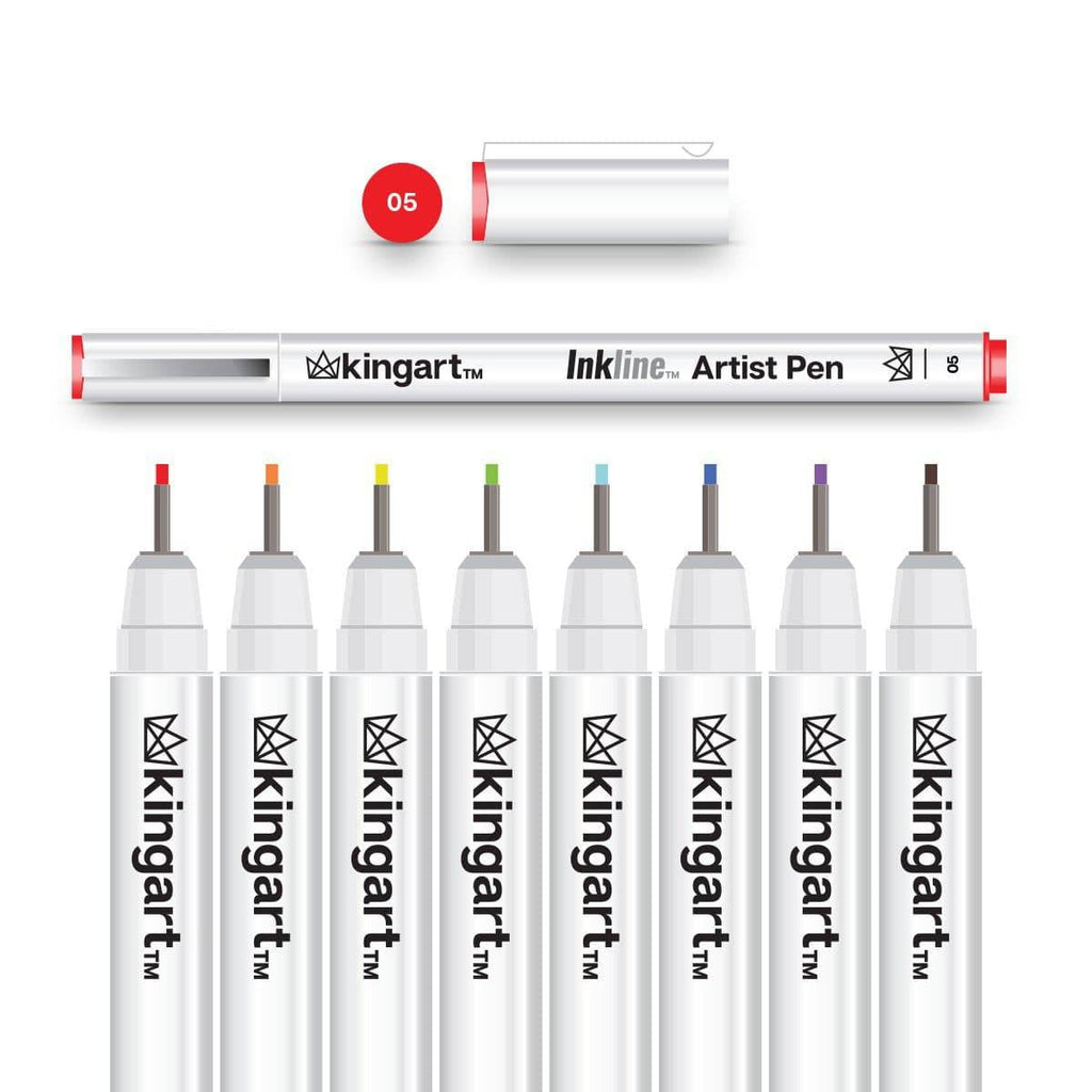 KINGART Inkline Fine Line Art Pens Set  8 Colors, Archival Japanese Ink Drawing Markers, Art Supplies - Image 2