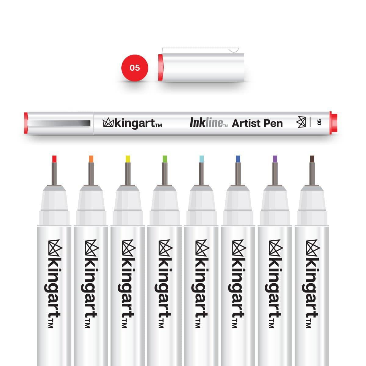 KINGART Inkline Fine Line Art Pens Set  8 Colors, Archival Japanese Ink Drawing Markers, Art Supplies - Image 2
