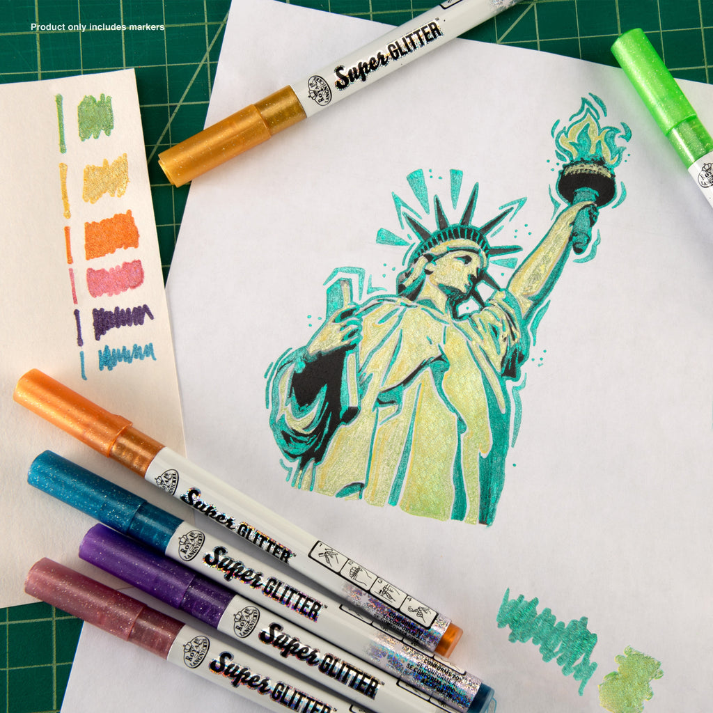 Super Glitter Artist 6 Piece Marker Set with 1. Tips - Image 4