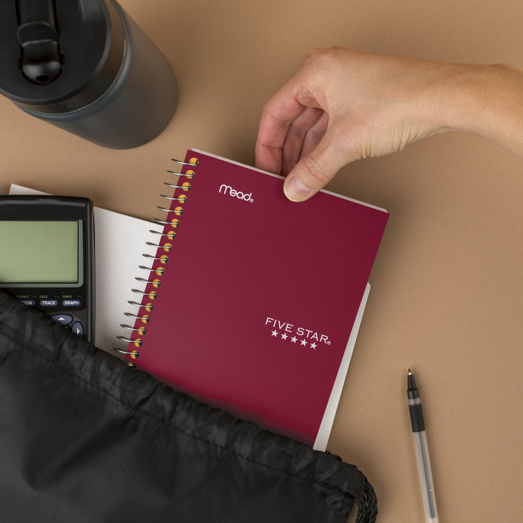 College Ruled Notebook, 4.5" x 7", Burgundy Red, Poly, Spiral, 80 Sheets - Image 5