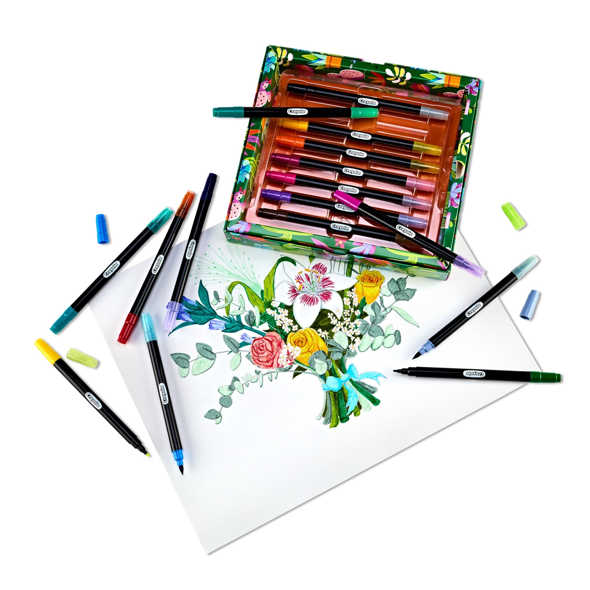 Crayola Brush & Detail Dual Tip Marker Set, 16 Markers, 32 Colors, Adult Coloring Markers, Gifts for Teens & Adults - Image 5