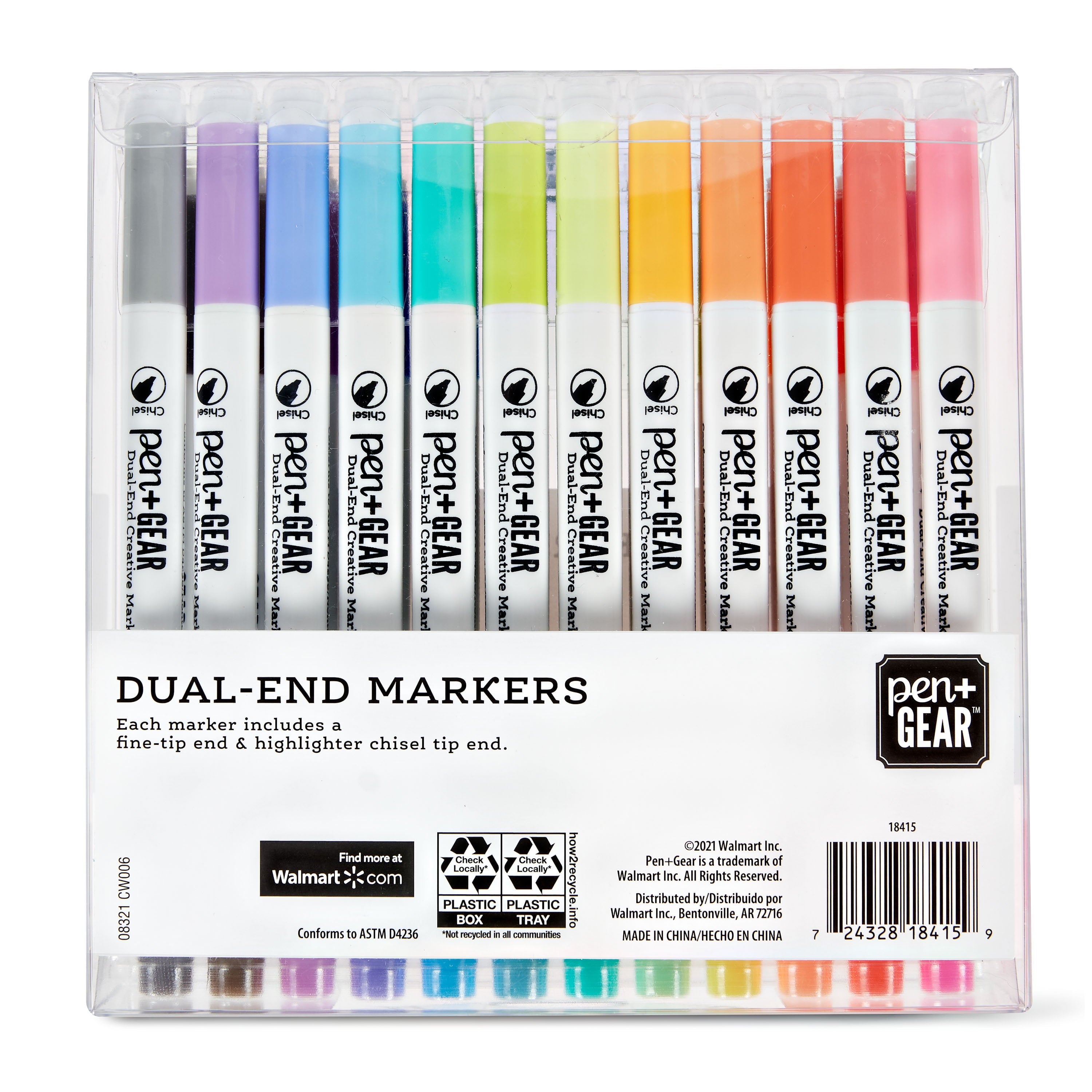 Pen+Gear Markers, Chisel and Fine Tip, Assorted Colors, 24 Count - Image 4