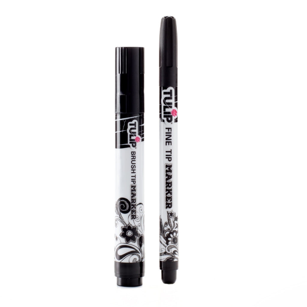 Tulip Fabric Markers 2 Piece, Black, Fine Tip and Brush Tip Permanent - Image 2