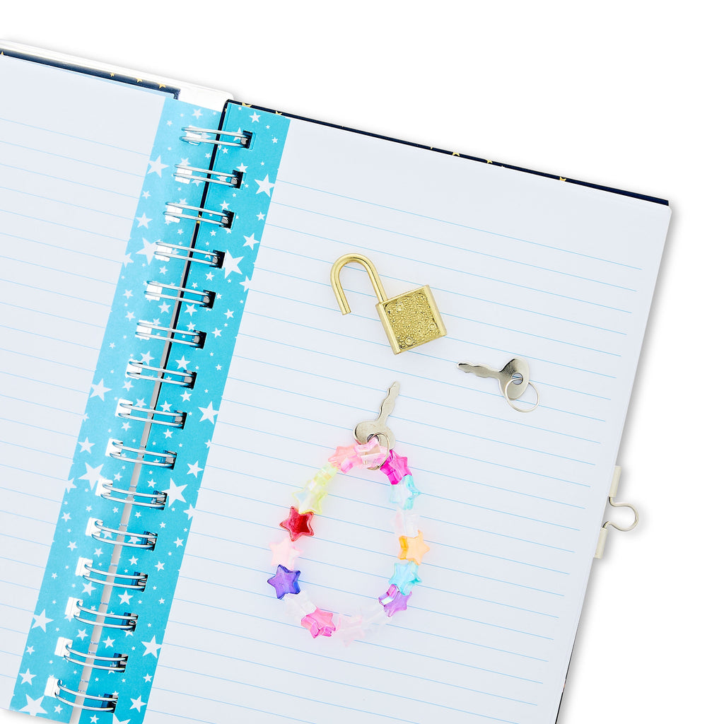 Star Shaker Locking Hardcover Journal, 6.6" x 8.3", 160 Ruled Pages - Image 4