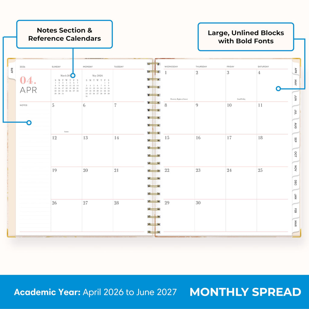 15 Month 2026-2027 Weekly and Monthly Academic Year Planner Calendar, April 2026 - June 2027, 8.5" x 11", Hard Cover,... - Image 4