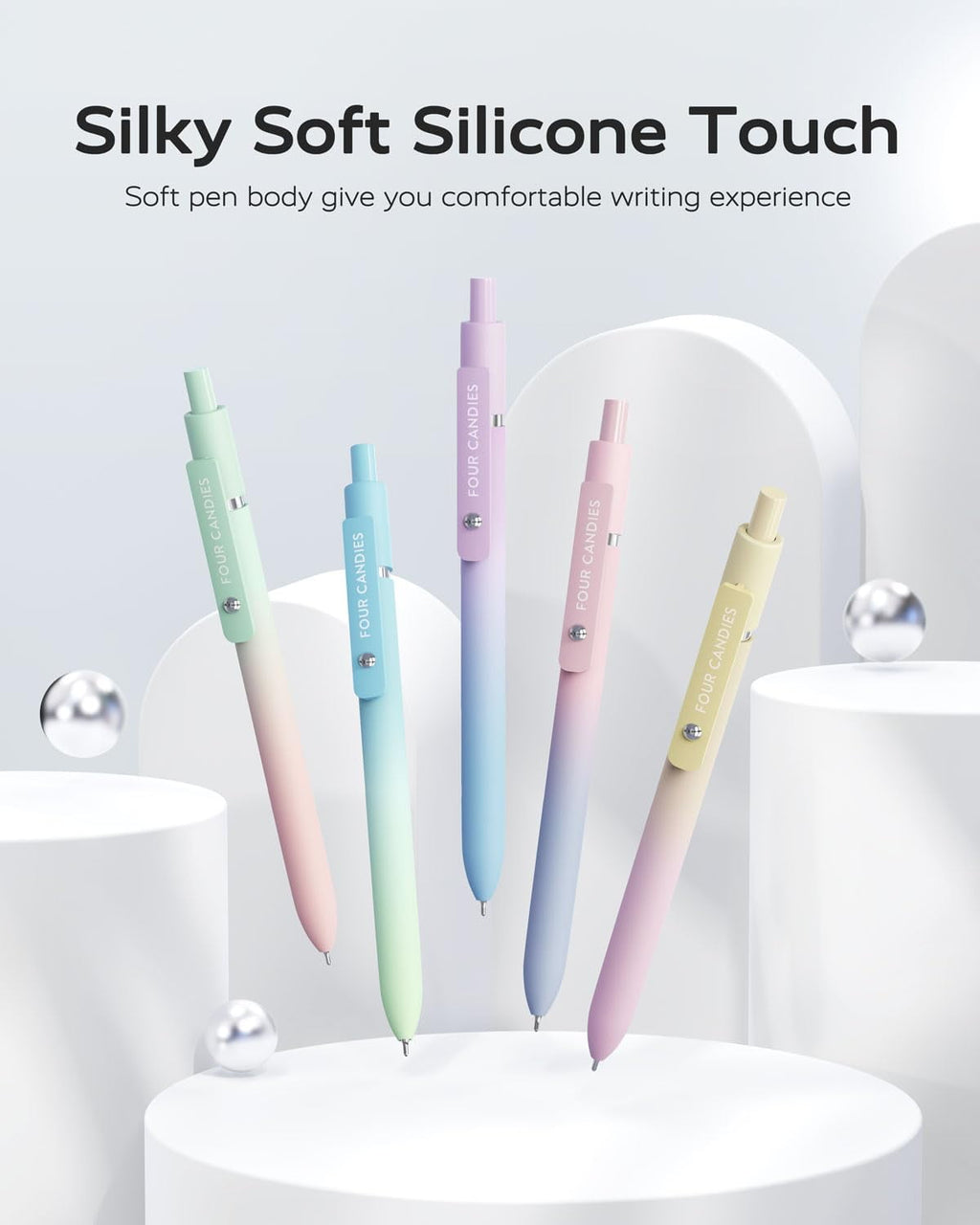 Four Candies Gel Pens, 5 Pcs 0.7mm Quick Dry Black Ink Pens Fine Point Smooth Writing High-End Series Unique Pens, Fun Pretty Cute Pens Gift - Image 6