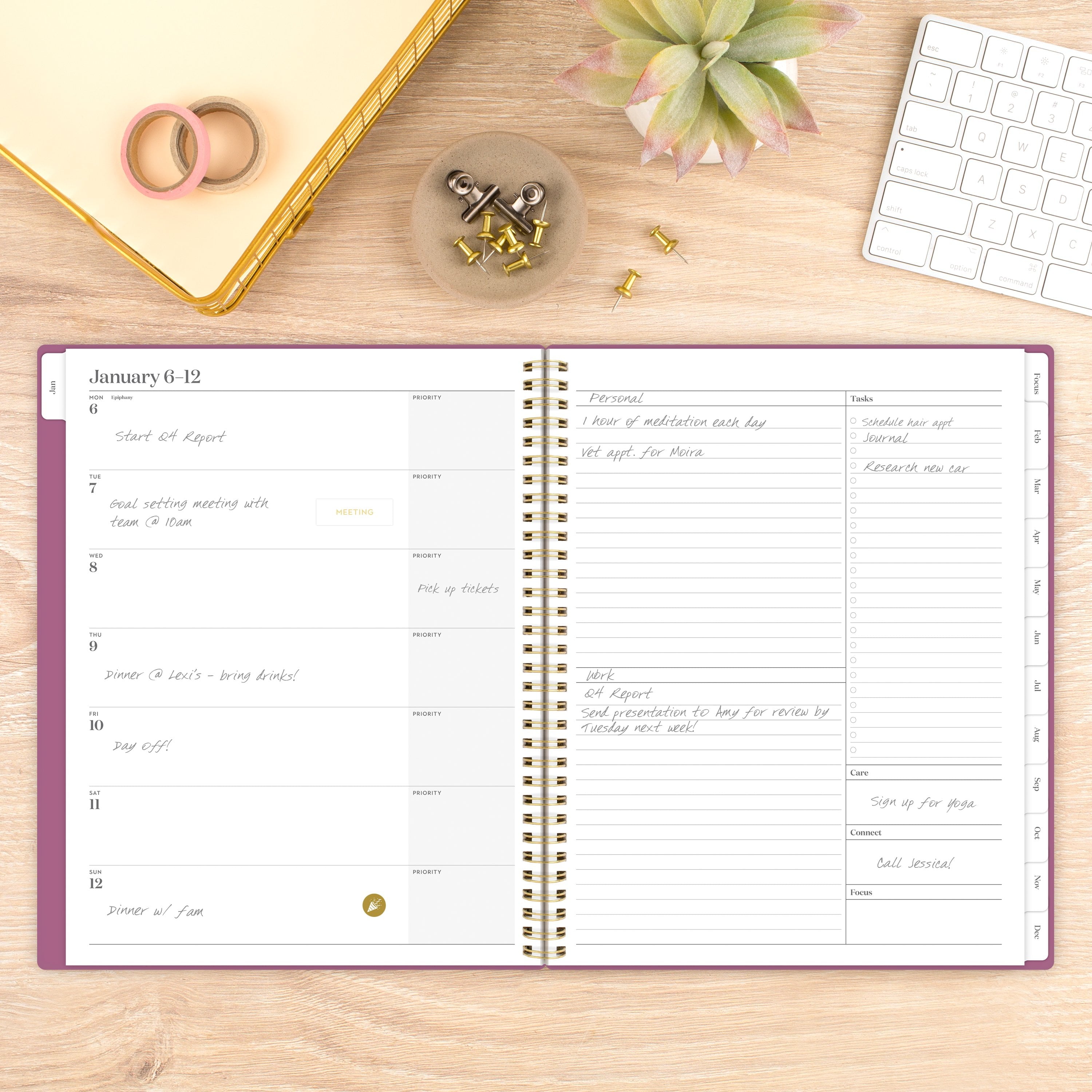 Cambridge WorkStyle Balance 2025 Weekly Monthly Planner, Red Violet, 8.5" x 11" - Image 3