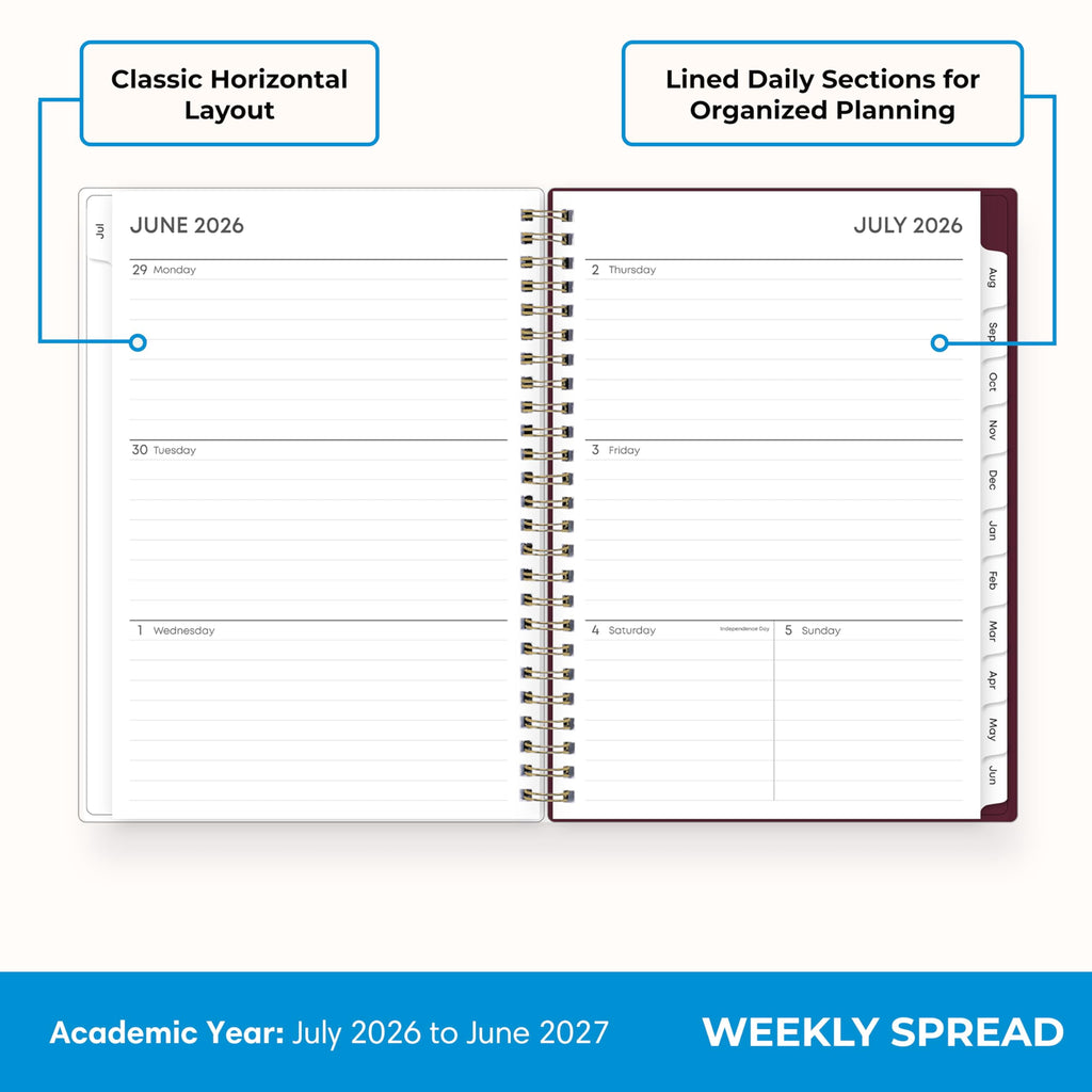 2026-2027 Weekly and Monthly Academic Year Planner Calendar, July 2026 - June 2027, 5.875" x 8.625", Flexible Pocket ... - Image 3