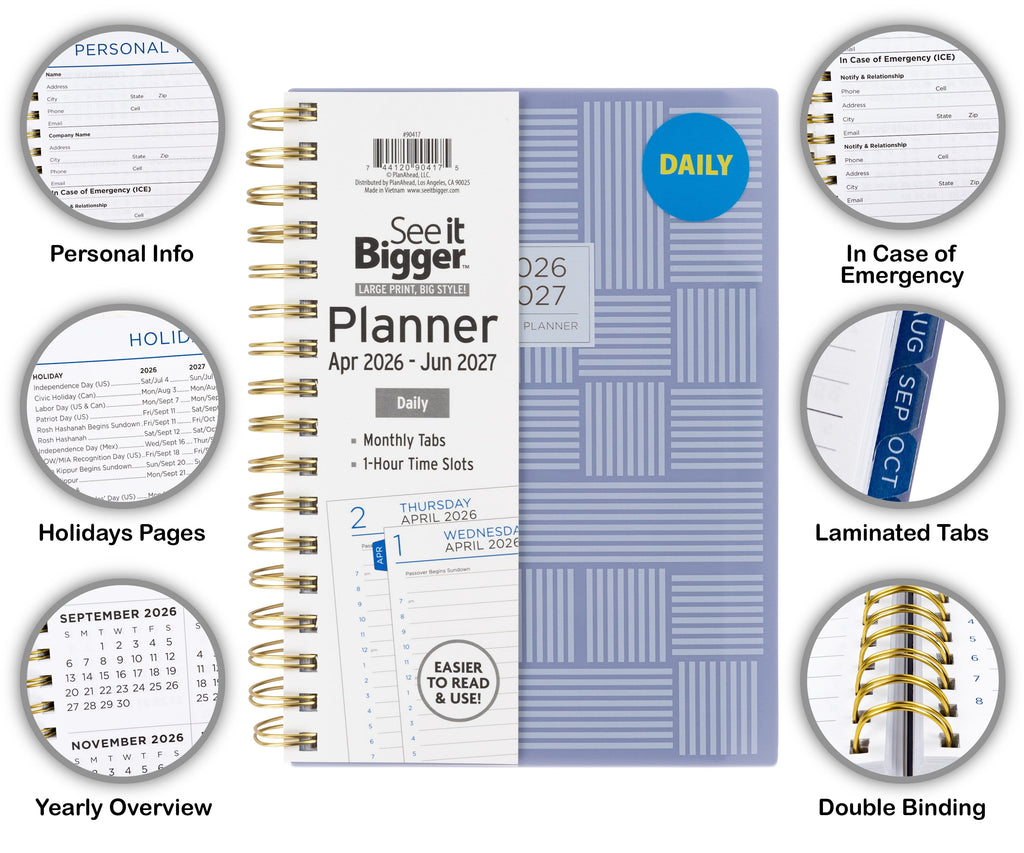 Daily Planner, Medium (6.25" x 8.75"), Grey, 15-Month: Apr 2026 - Jun 2027 - Image 2