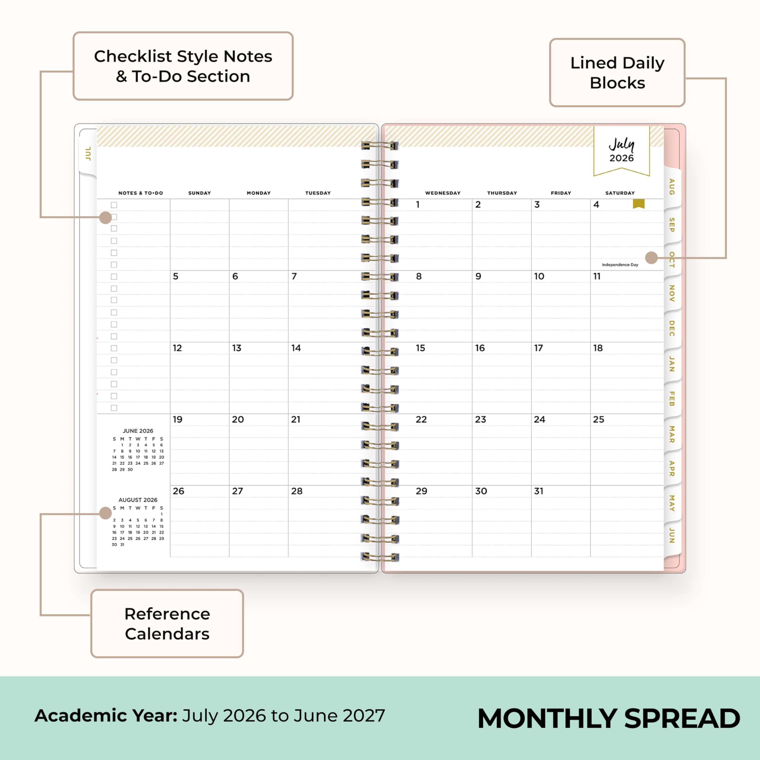 Blue Sky Day Designer 2026-2027 Weekly and Monthly Academic Year Planner Calendar, July 2026 - June 2027, 5" x 8", Flexible Cover, Wirebound - Image 4