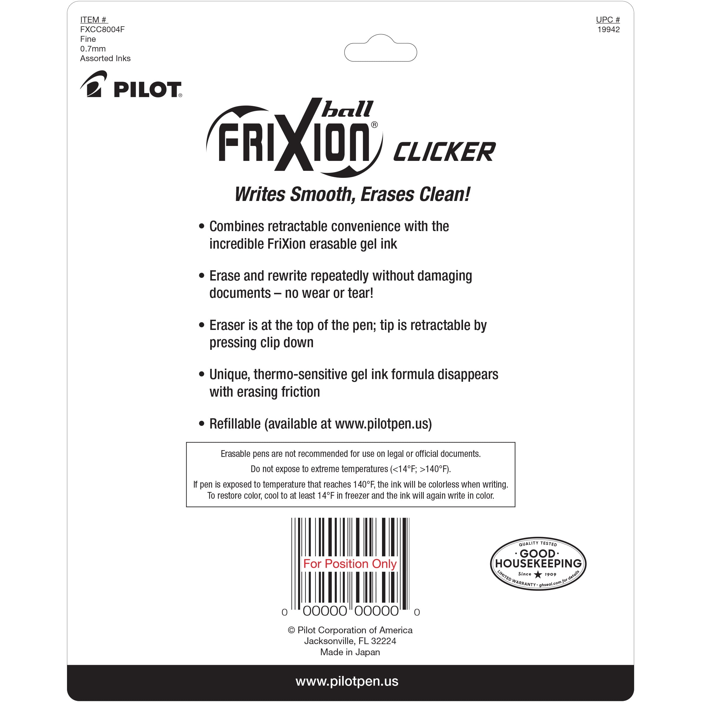 FriXion Clicker Erasable Gel Ink Pens, Fine Point, 0.7mm, Assorted Ink, 8 Count - Image 4