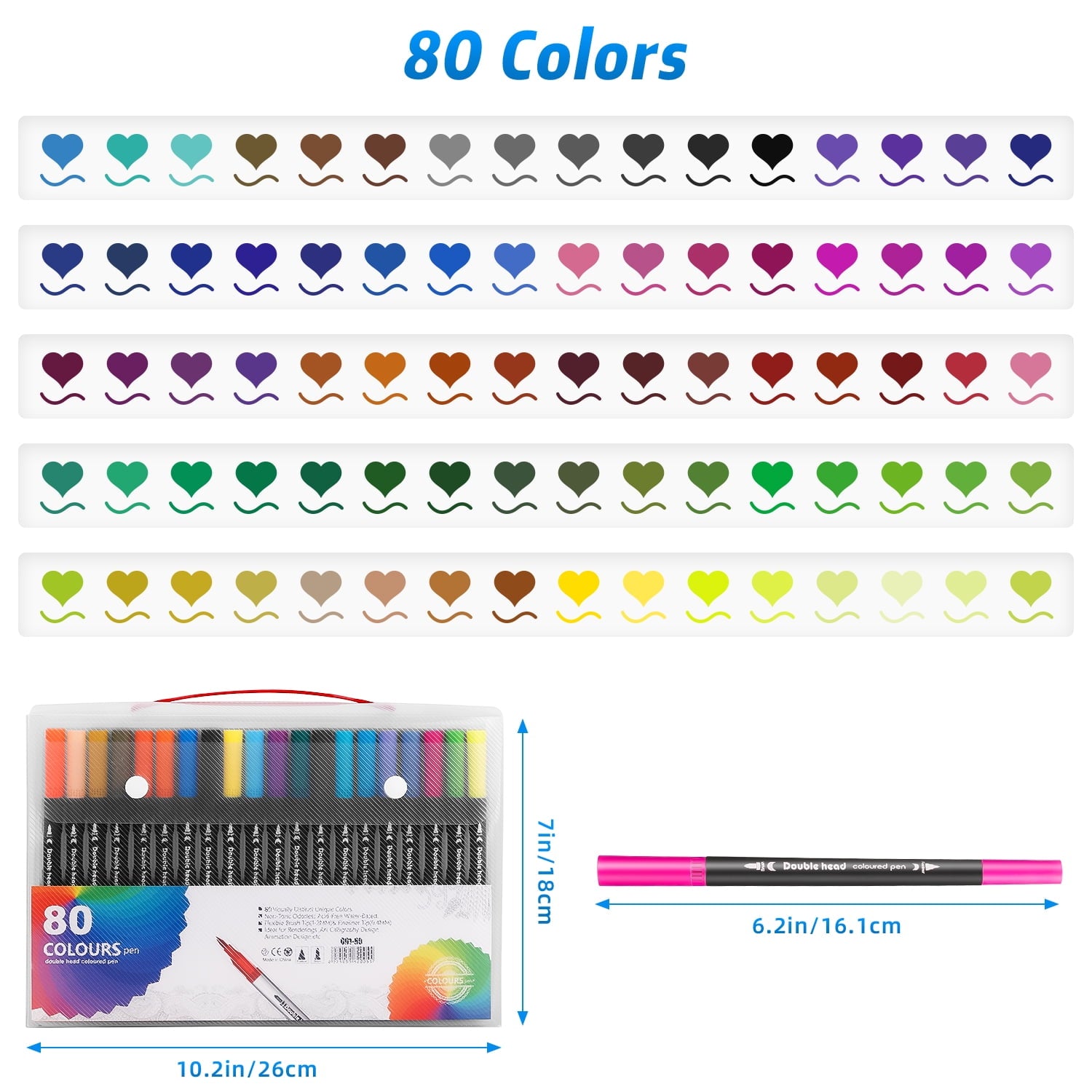 80 Colors Dual Tip Markers, Fine Tip and Brush Tip Coloring Marker Pens For Coloring Books, Painting,Journaling, Note... - Image 2