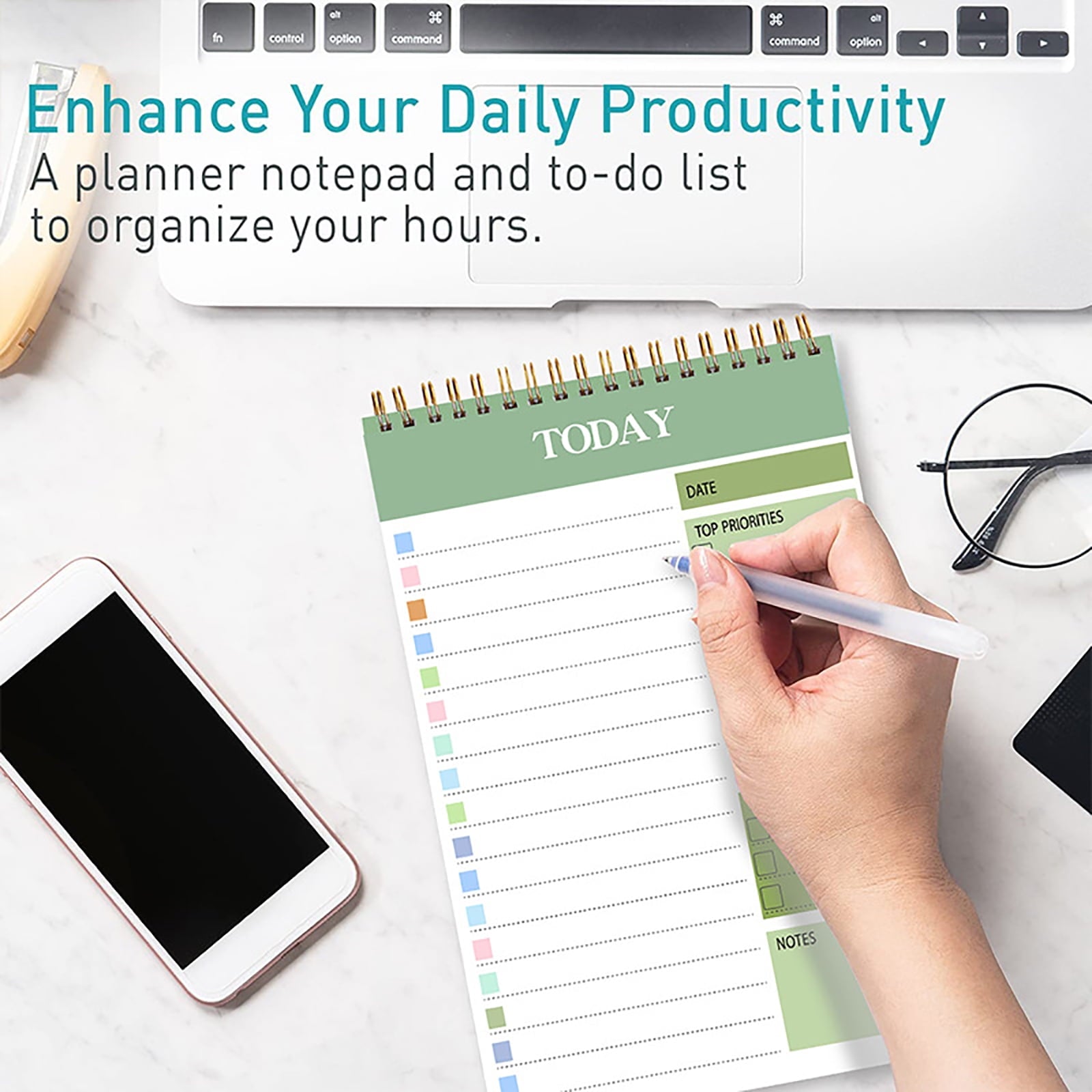 2 Pack A5 Daily Planner Notepad, 104 Pages, 8.66" x 5.51" To Do List Notepad - Image 5