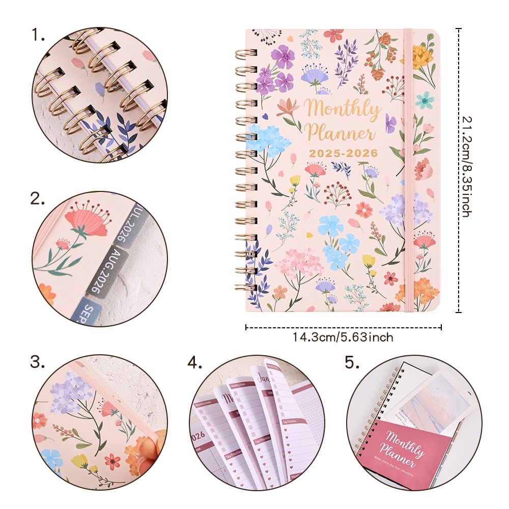2 Years Beige Hardcover - 2026 A5 Calendar To Do Notebook With Tabs And Student Daily Schedules For School Office Hom... - Image 5