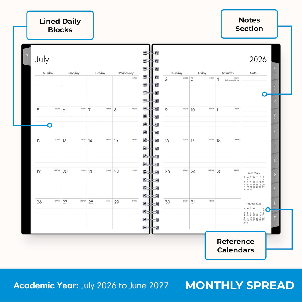 2026-2027 Weekly and Monthly Academic Year Planner Calendar, July 2026 - June 2027, 5" x 8", Flexible Cover, Wireboun... - Image 4